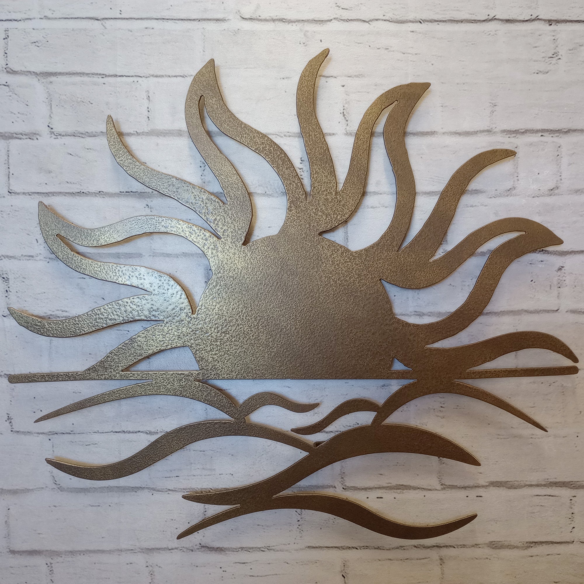Sun and Waves - Metal Wall Art Home Decor - Handmade in the USA - Choose 36" or 30", Choose your Patina Color - Free Ship