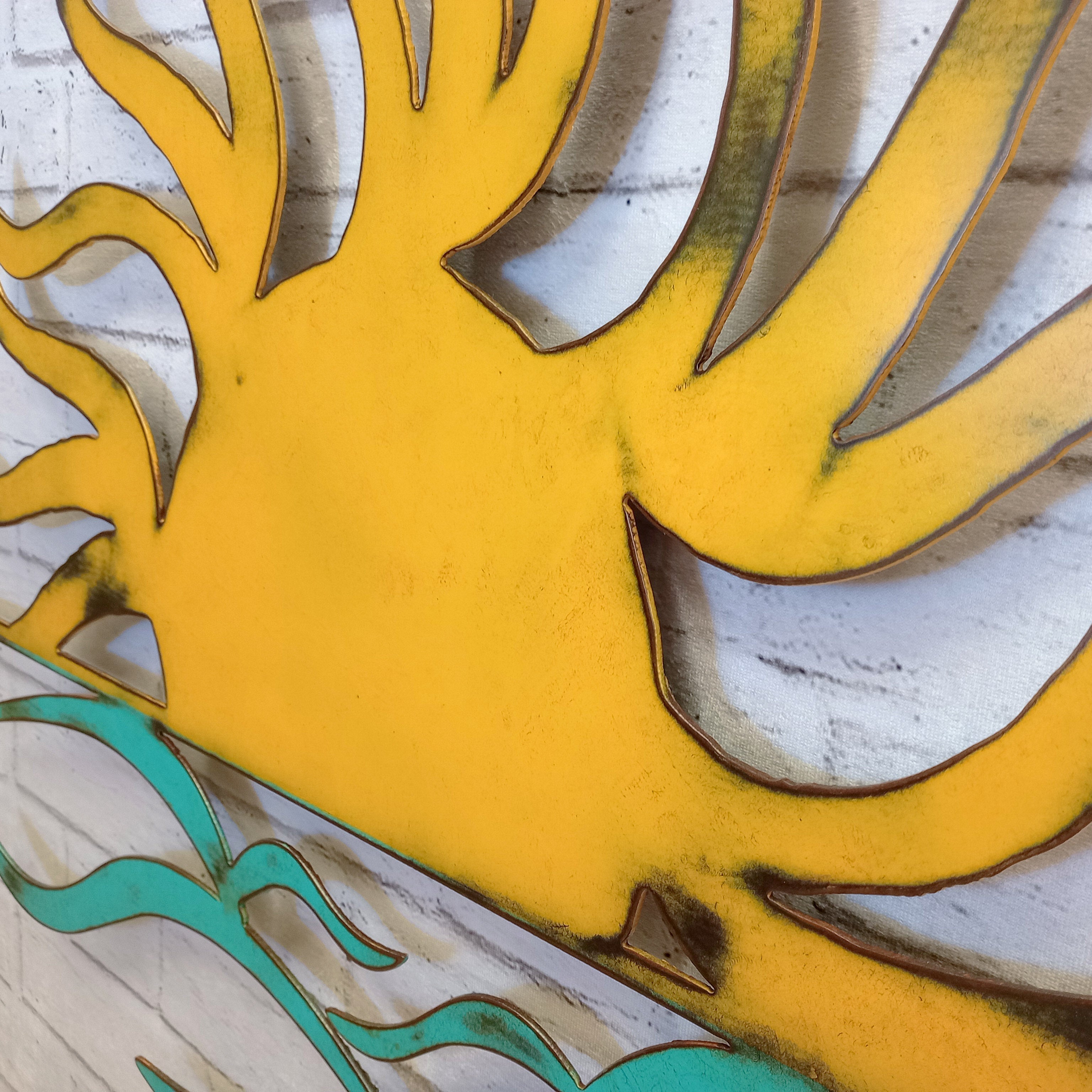 Sun and Waves - Metal Wall Art Home Decor - Handmade in the USA - Choose 36" or 30", Choose your Patina Color - Free Ship