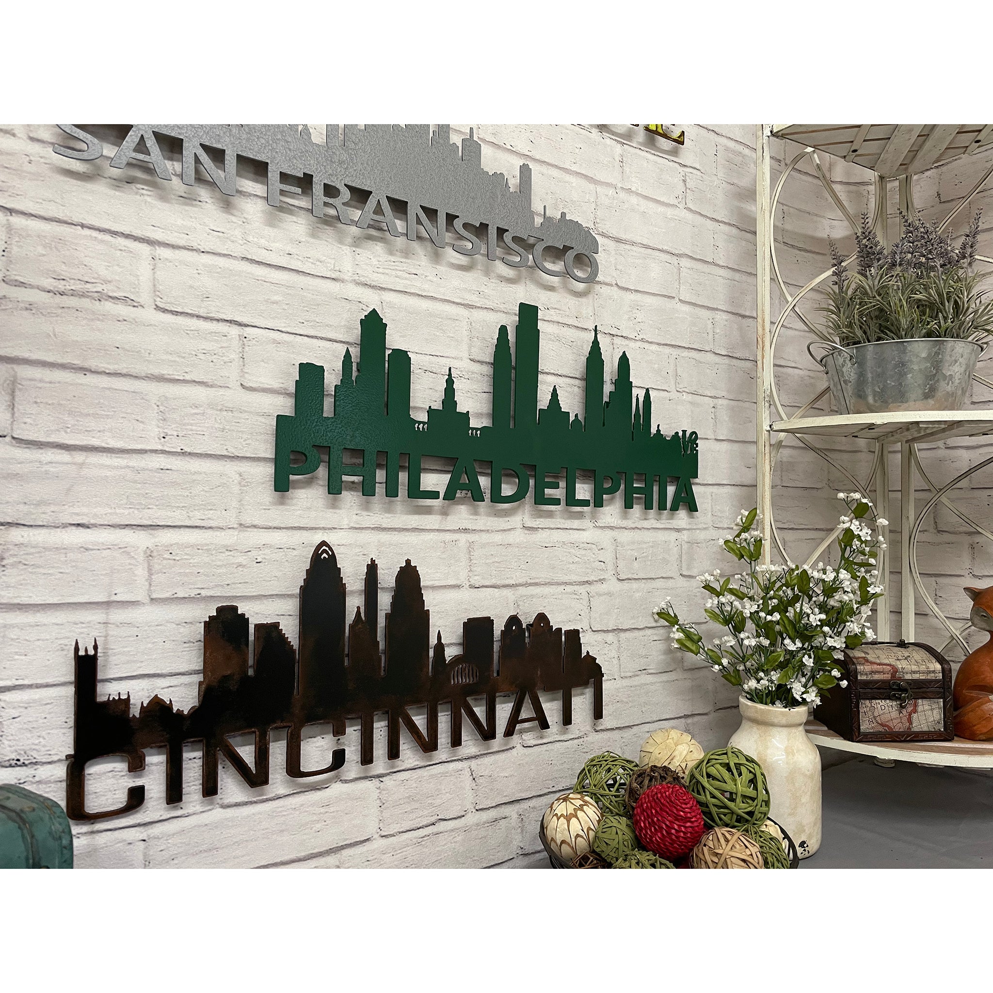 Fort Worth Skyline - Metal Wall Art Home Decor - Made in the USA - Choose 23", 30" or 40" Wide - Choose your Patina Color - Hanging Cityscape - Free Ship