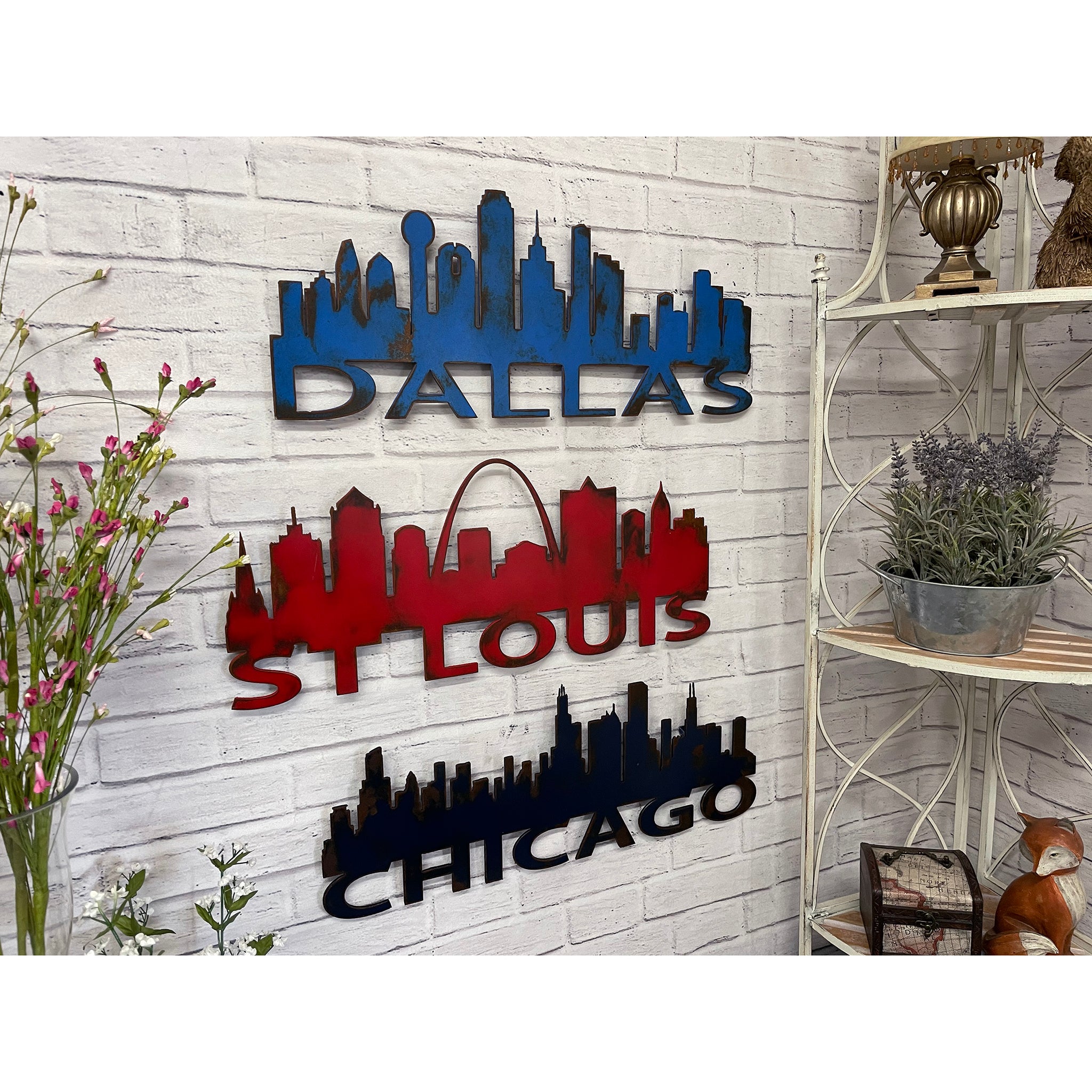 Fort Worth Skyline - Metal Wall Art Home Decor - Made in the USA - Choose 23", 30" or 40" Wide - Choose your Patina Color - Hanging Cityscape - Free Ship