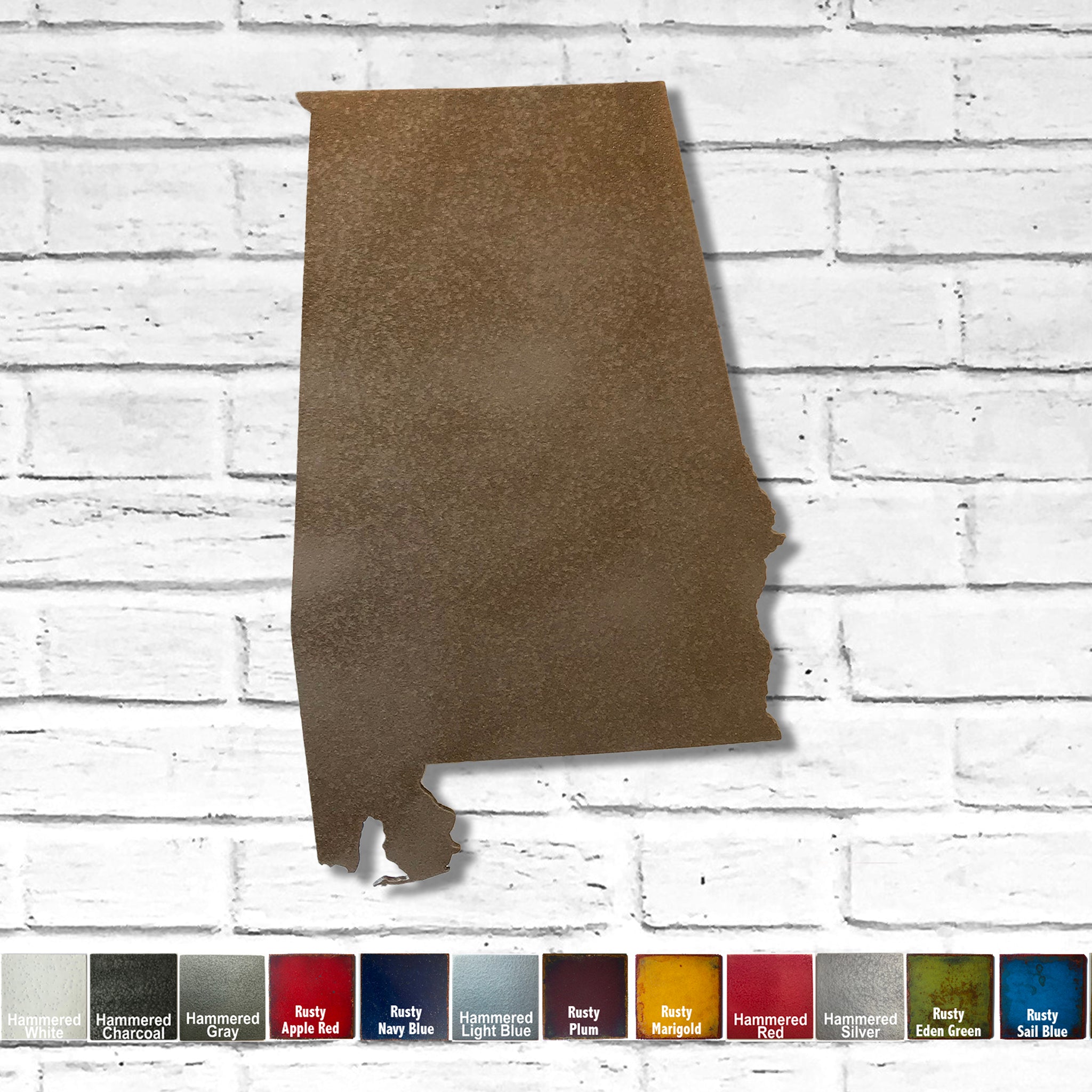 Alabama - Metal Wall Art Home Decor - Handmade in the USA - Choose 17" or 23" Tall - Choose your Patina Color - Choose any State Free Ship