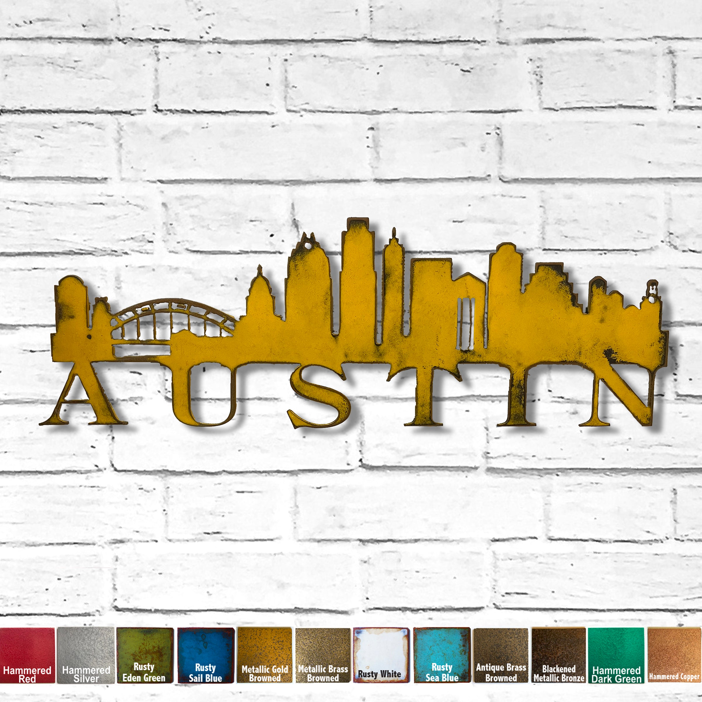 Austin Skyline - Metal Wall Art Home Decor - Made in the USA - Choose 23", 30" or 40" Wide - Choose your Patina Color - Hanging Cityscape - Free Ship