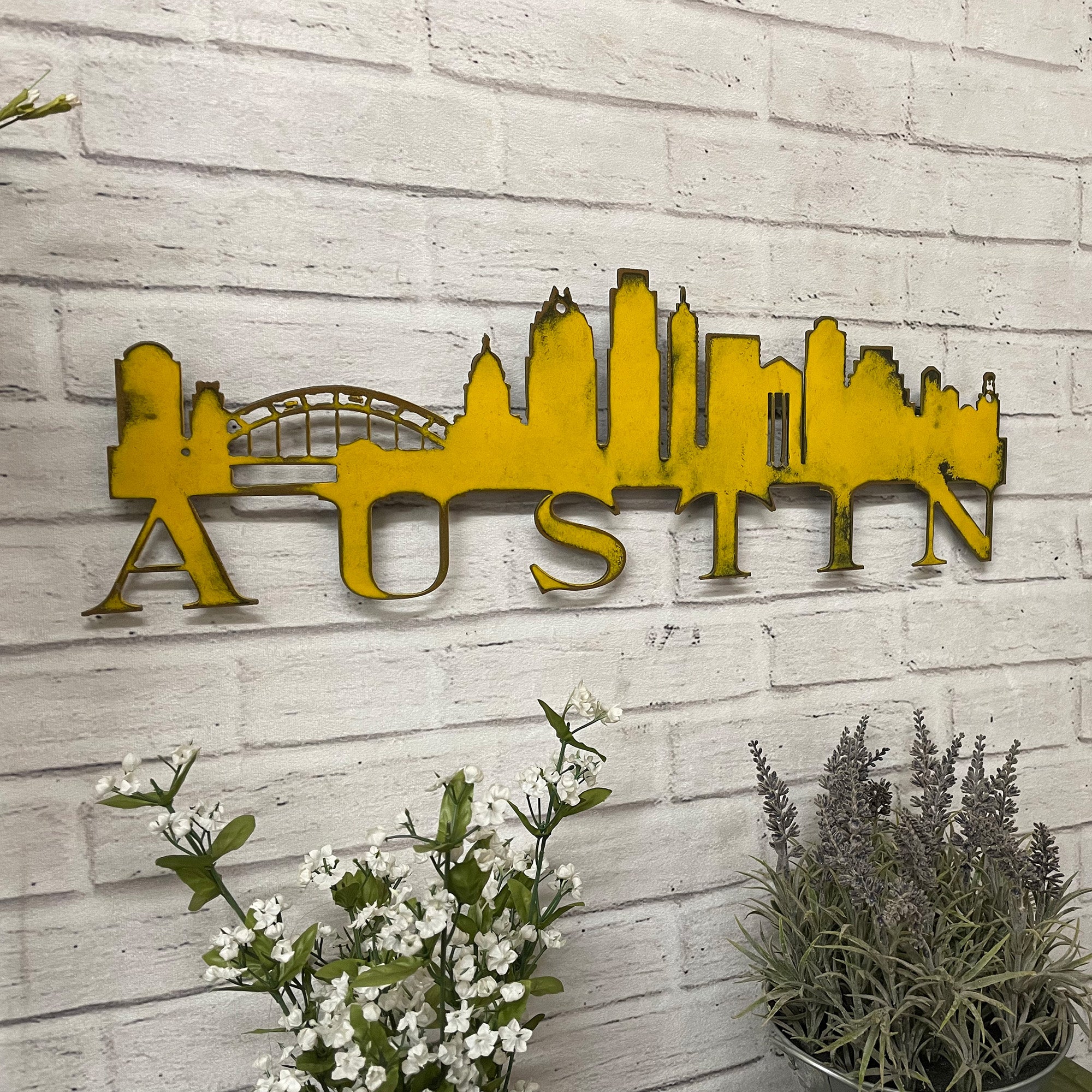 Austin Skyline - Metal Wall Art Home Decor - Made in the USA - Choose 23", 30" or 40" Wide - Choose your Patina Color - Hanging Cityscape - Free Ship