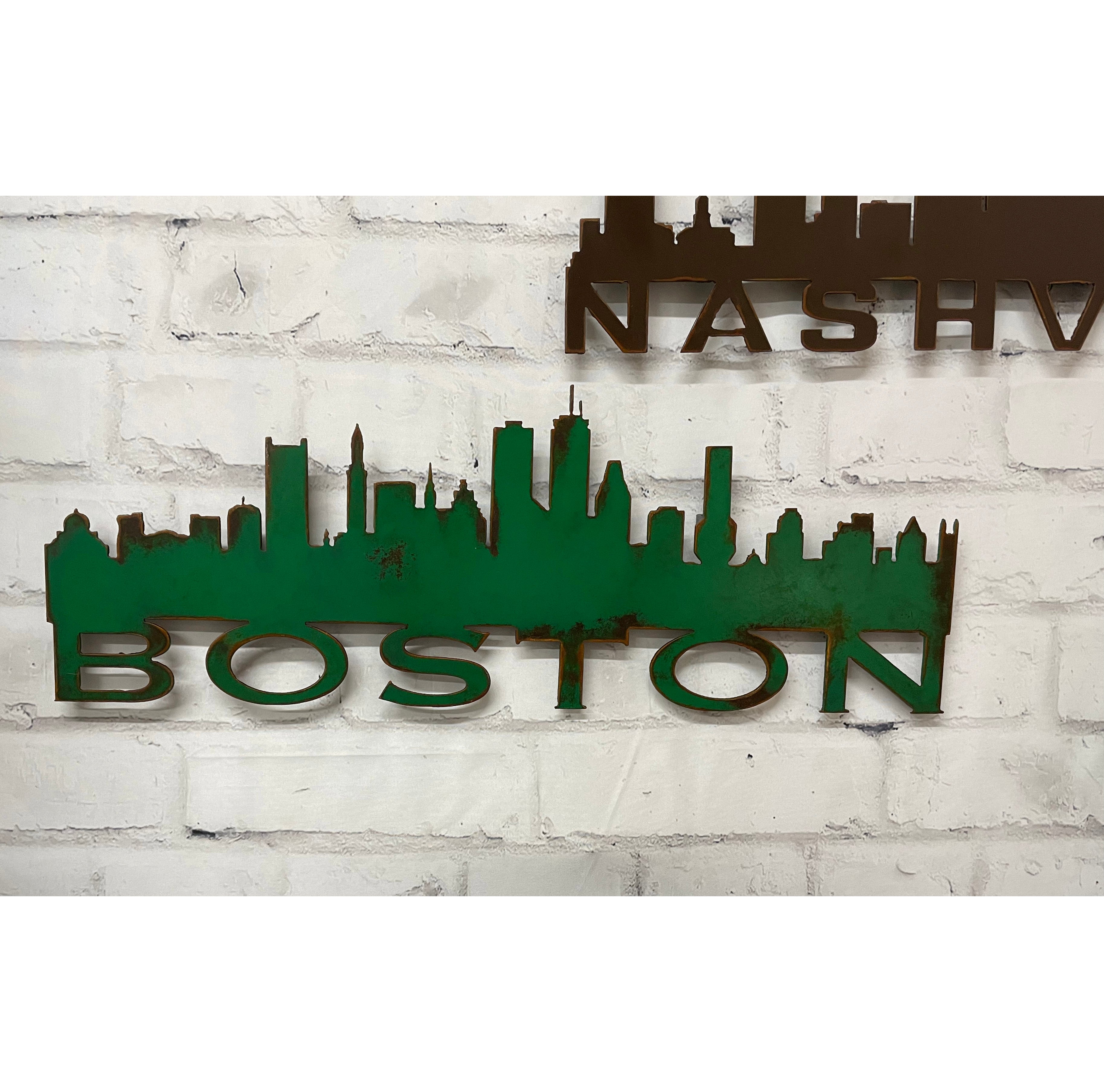 Boston Skyline - Metal Wall Art Home Decor - Made in the USA - Choose 23", 30" or 40" Wide - Choose your Patina Color - Hanging Cityscape - Free Ship