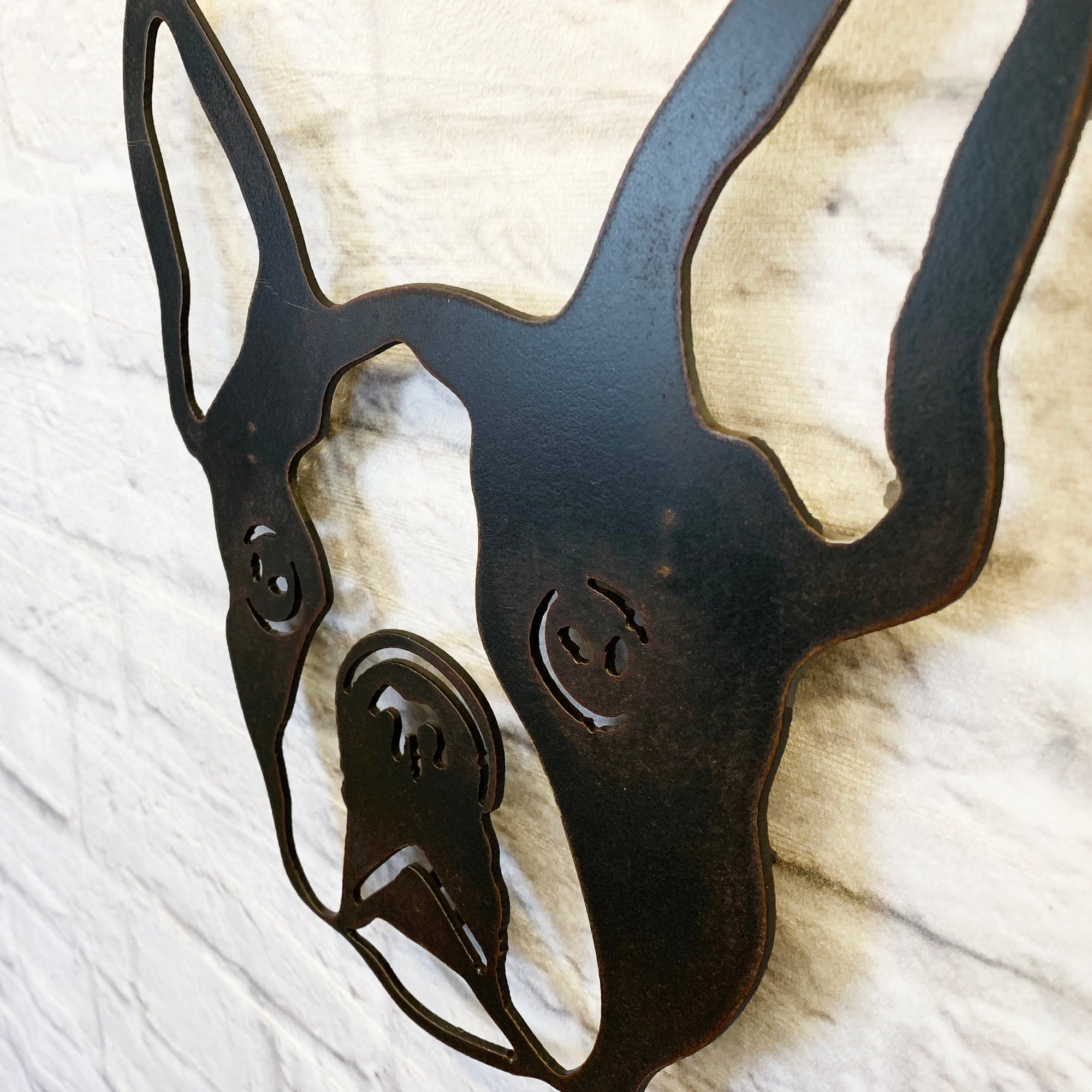 Boston Terrier Bust - Metal Wall Art Home Decor - Handmade in the USA - Choose 11", 17" or 23" Tall - Choose your Patina Color - Free Ship