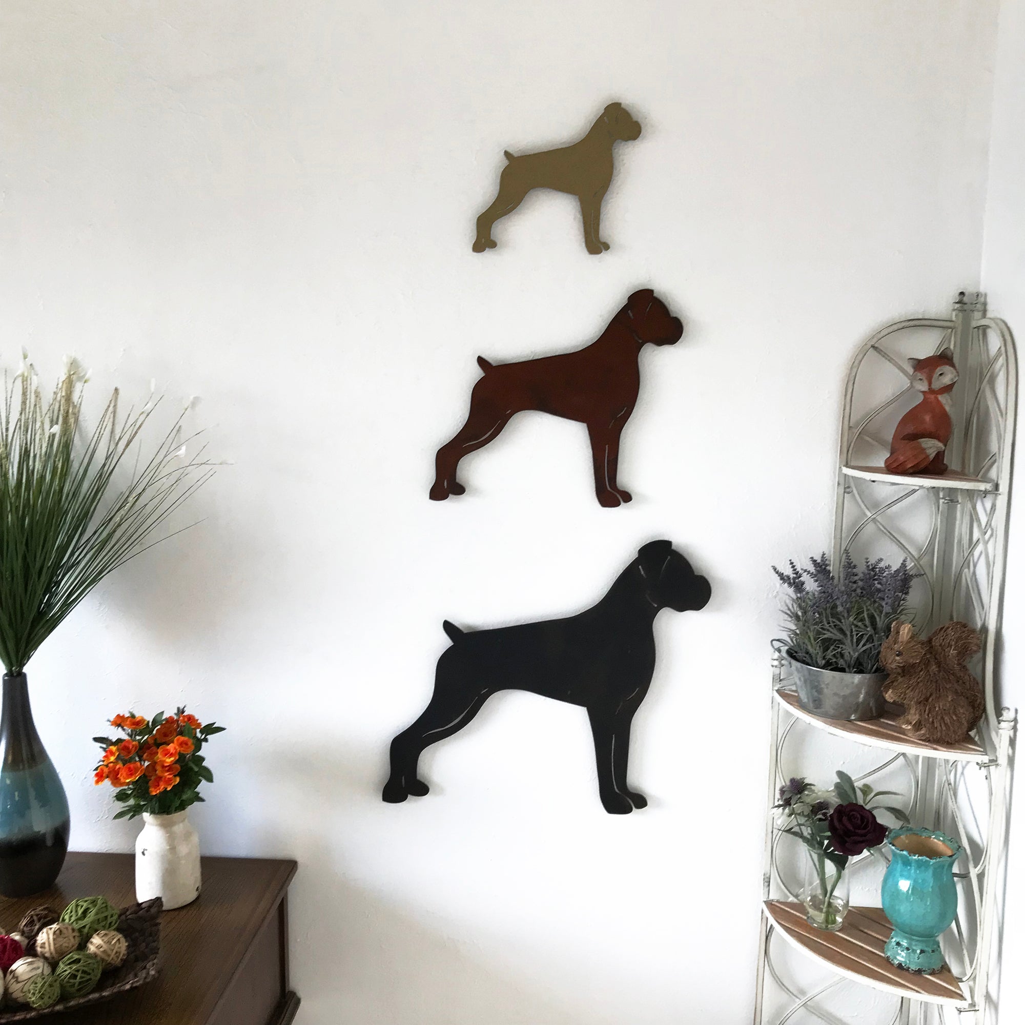 Boxer - Metal Wall Art Home Decor - Handmade in the USA - Choose 11", 17" or 23" Wide - Choose your Patina Color - Free Ship