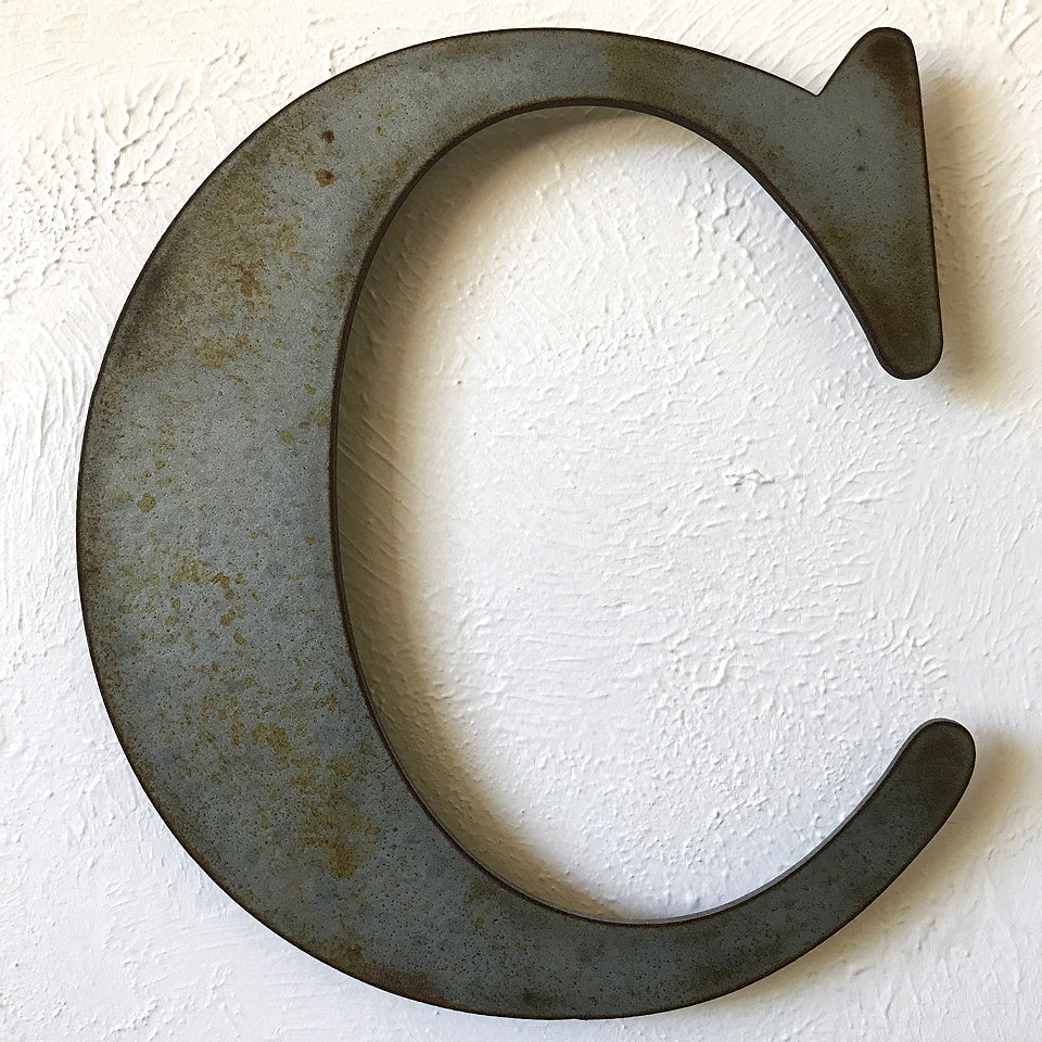 Letter C - Metal Wall Art Home Decor - Made in the USA - Choose 12" or 16" Tall - Choose your Patina Color! Choose any letter - Free Ship