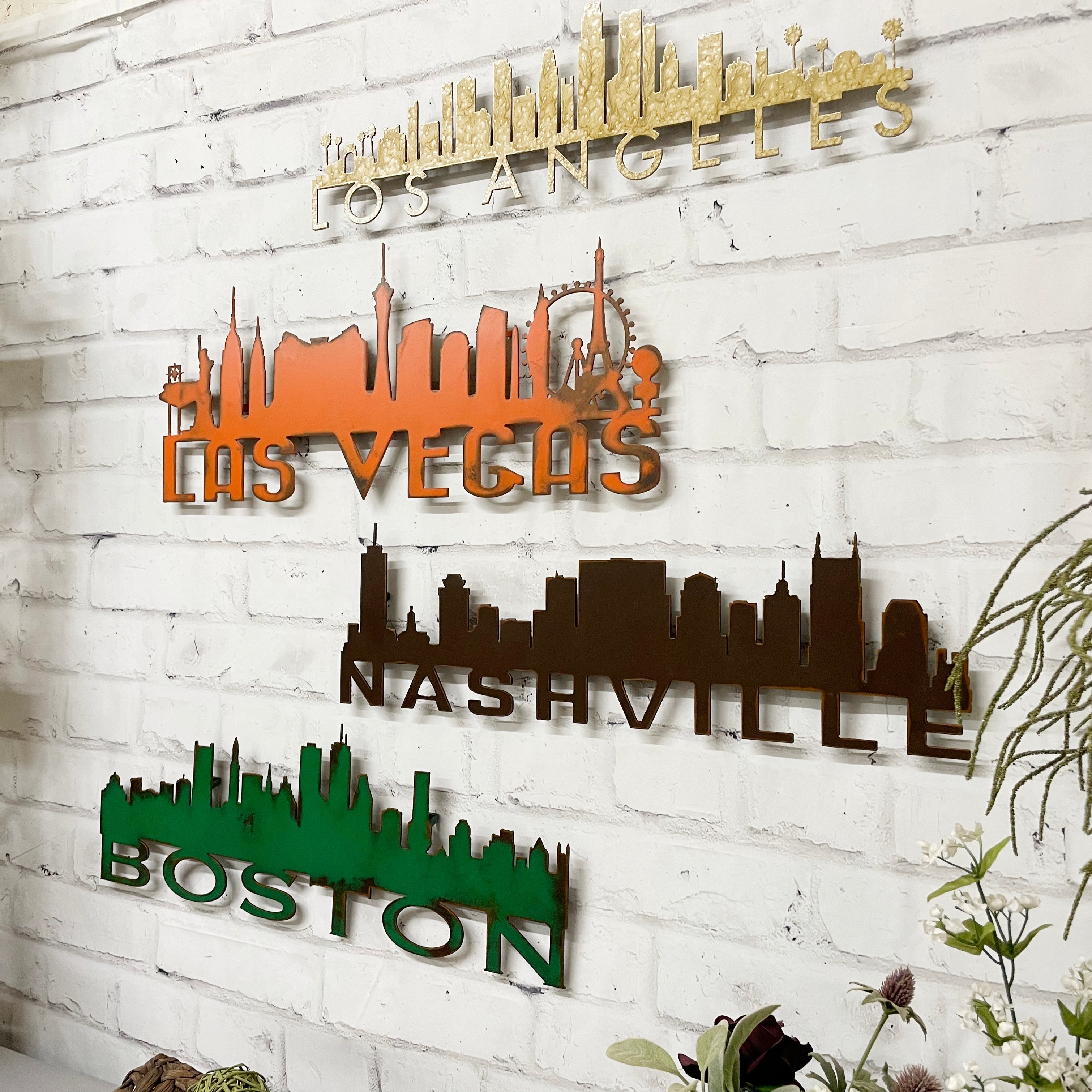 Nashville Skyline - Metal Wall Art Home Decor - Made in the USA - Choose 23", 30" or 40" Wide - Choose your Patina Color - Hanging Cityscape - Free Ship
