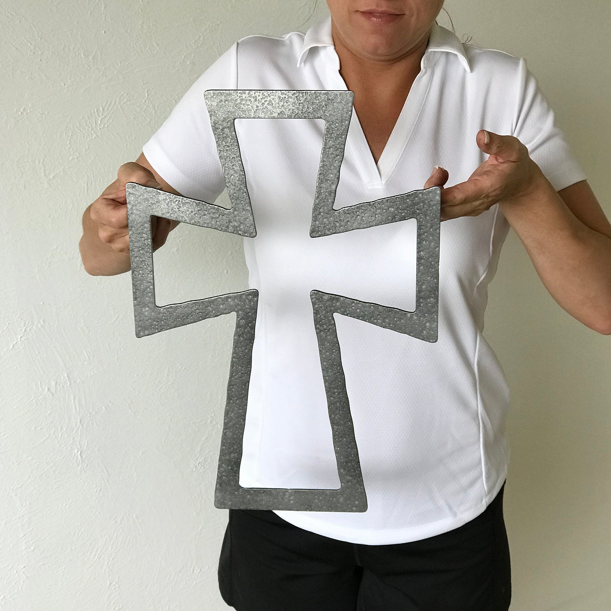 Hollowed Cross - Metal Wall Art Home Decor - Made in the USA - Choose 11", 17" or 23" Tall - Choose your Patina Color - Free Ship