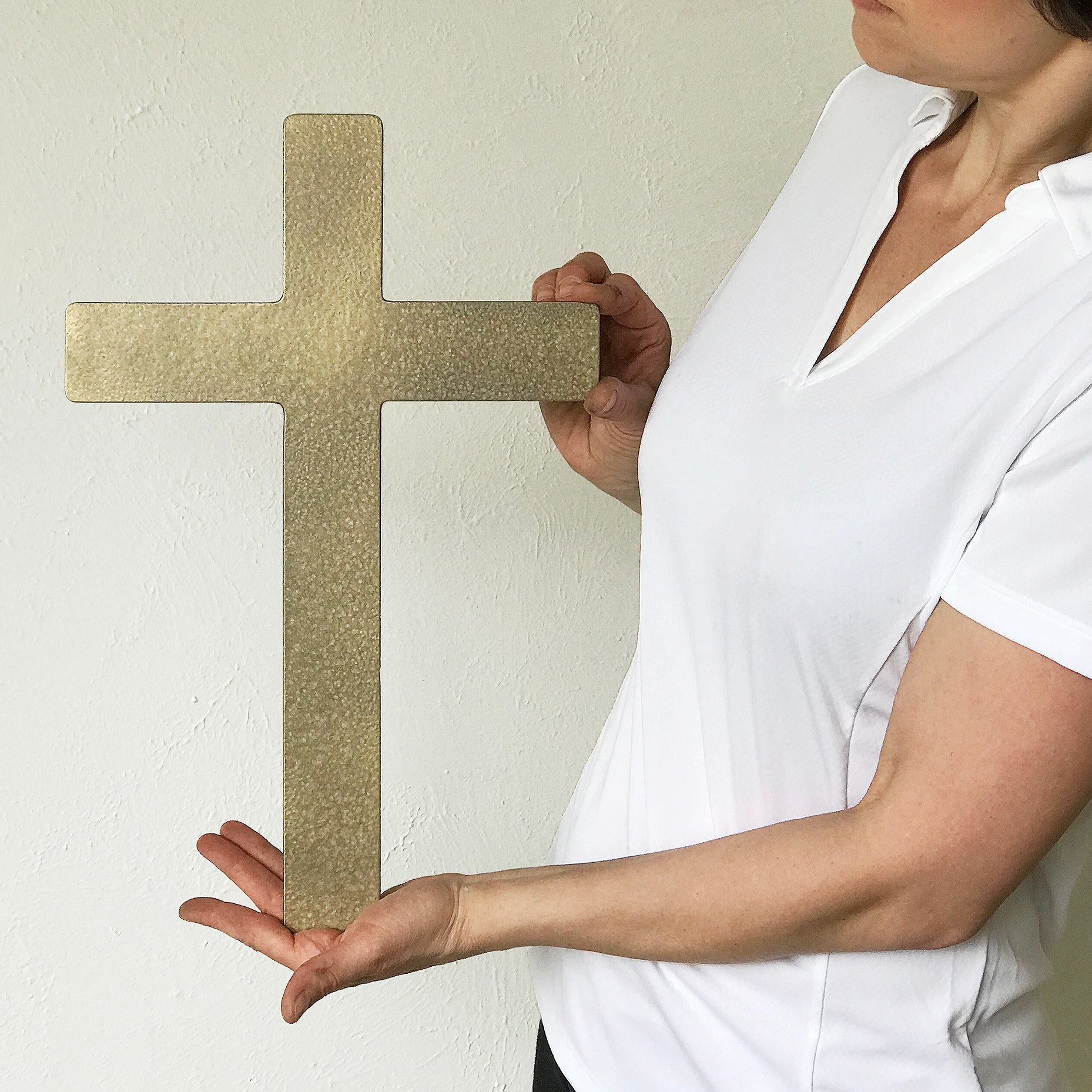 Wooden Look Cross - Metal Wall Art Home Decor - Made in the USA - Choose 17", 23" or 30" Tall - Choose your Patina Color
