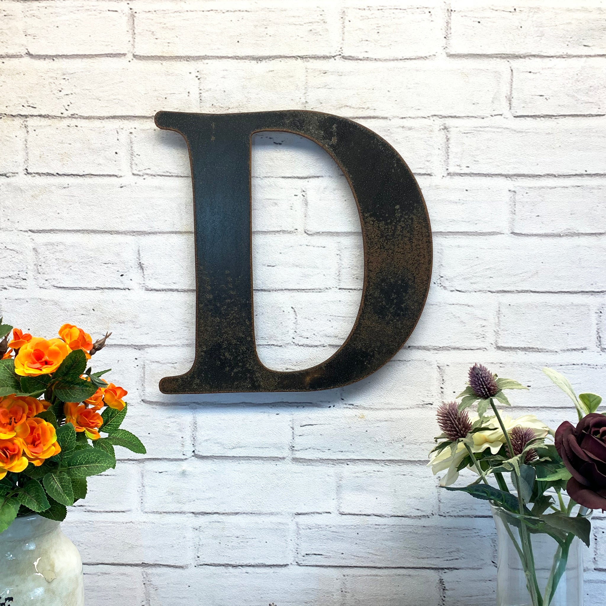 Letter D - Metal Wall Art Home Decor - Made in the USA - Choose 10", 12" or 16" Tall - Choose your Patina Color! Choose any letter - Free Ship