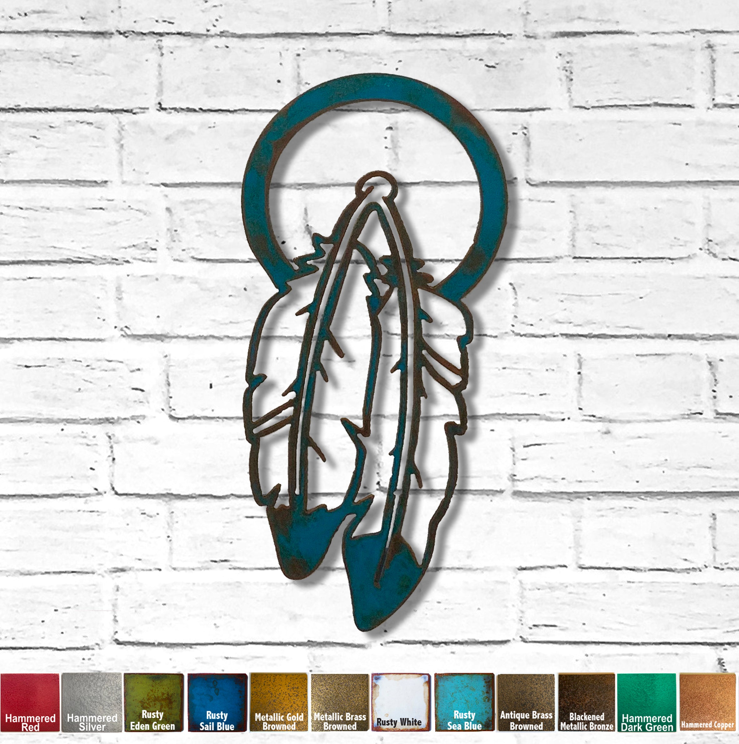 Dreamcatcher - Metal Wall Art Home Decor - Handmade in the USA - Choose 12", 17" or 23" Tall - Choose your Patina Color - Free Ship