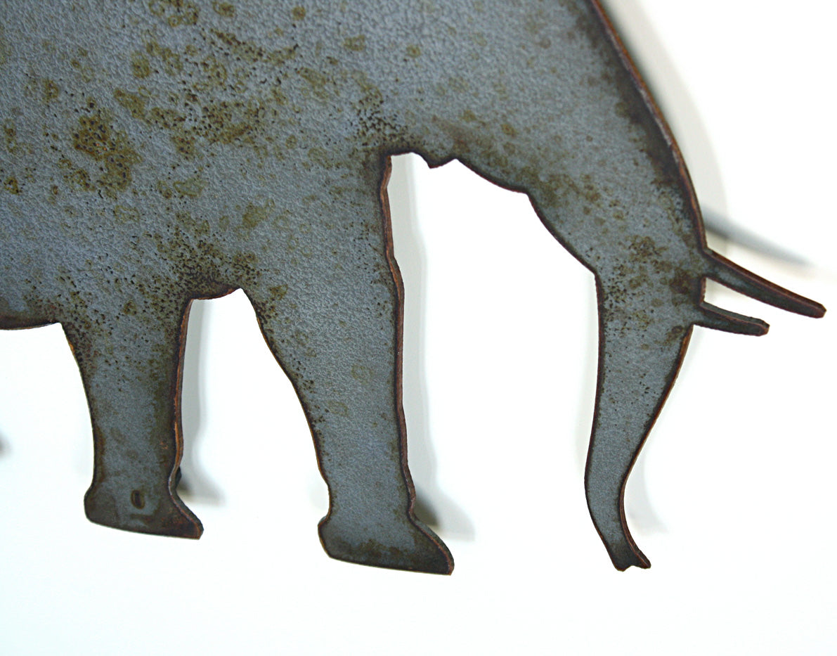 Elephant with Baby - Metal Wall Art Home Decor - Handmade in the USA - Choose 11", 17" or 24" Wide Choose your Patina Color - Free Ship