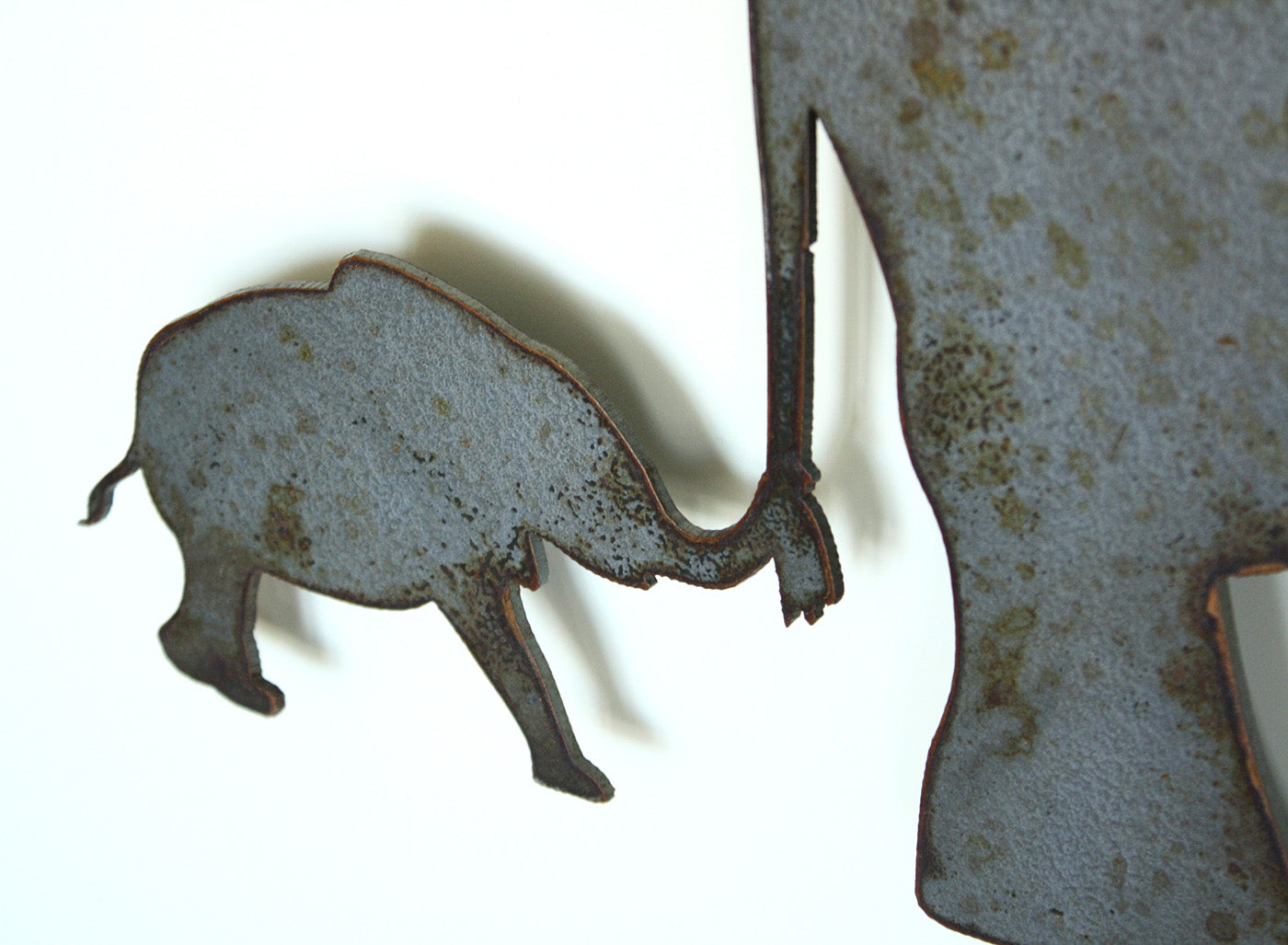 Elephant with Baby - Metal Wall Art Home Decor - Handmade in the USA - Choose 11", 17" or 24" Wide Choose your Patina Color - Free Ship