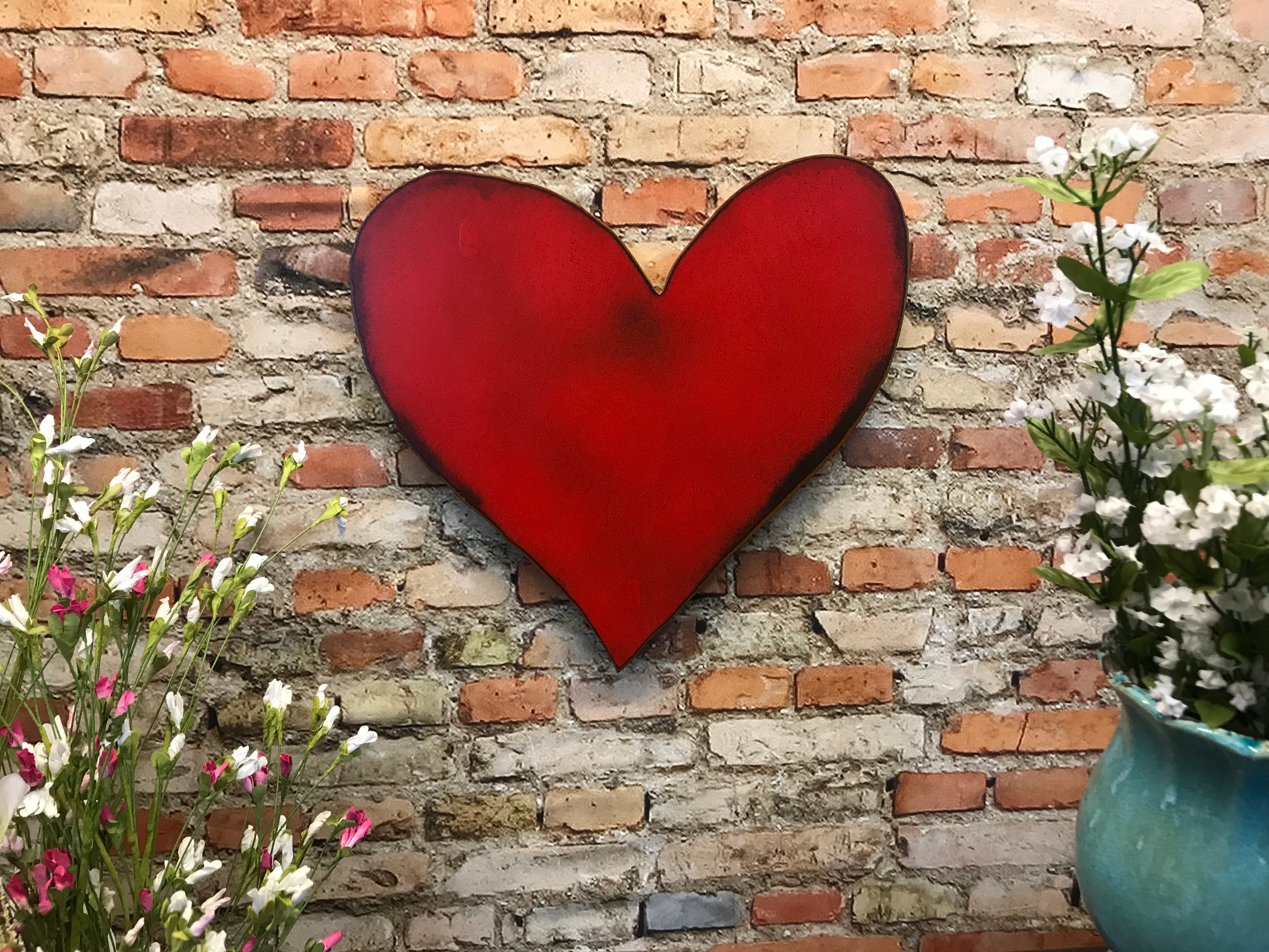 Heart Symbol - Metal Wall Art Home Decor - Handmade in the USA - Choose 6.5", 12" or 18" wide - Choose your Patina Color - Free Ship