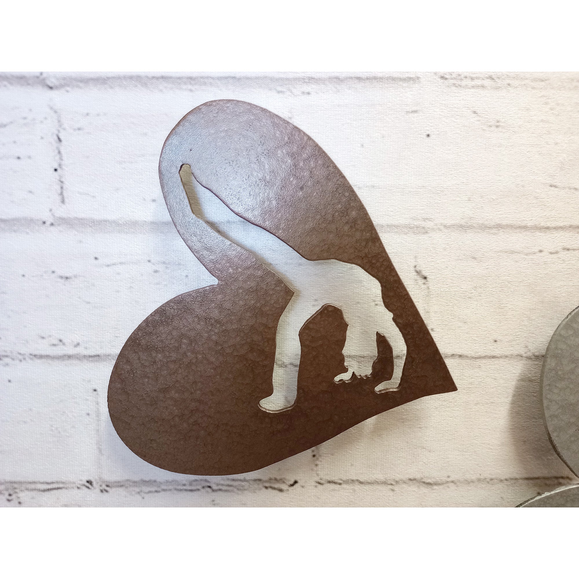 Five (5) Hearts with Gymnast Cutouts - Metal Wall Art Home Decor - Handmade in the USA - 6.5" wide - Choose your Patina Color - Free Ship