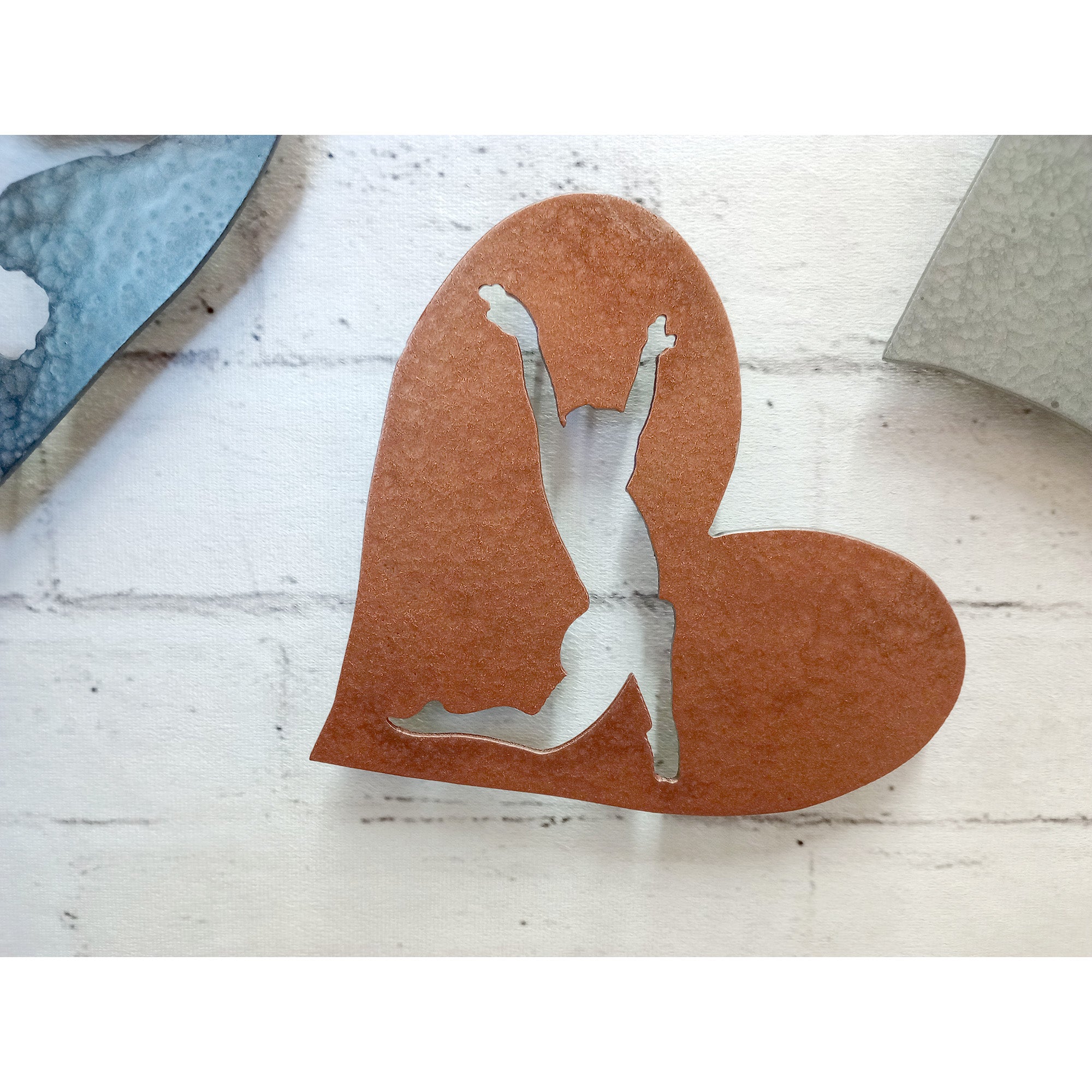 Five (5) Hearts with Gymnast Cutouts - Metal Wall Art Home Decor - Handmade in the USA - 6.5" wide - Choose your Patina Color - Free Ship