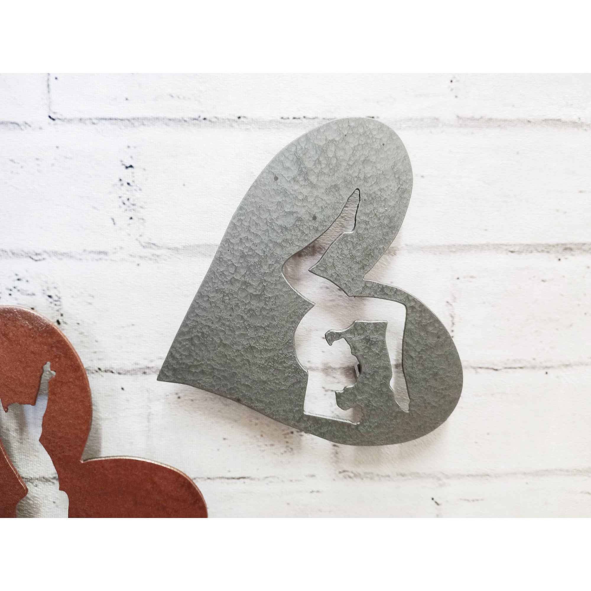 Five (5) Hearts with Gymnast Cutouts - Metal Wall Art Home Decor - Handmade in the USA - 6.5" wide - Choose your Patina Color - Free Ship