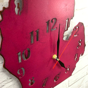 Michigan Metal Wall Art Clock - Italic Numbers -  Home Decor - Handmade in the USA - Choose 18" or 24" tall, Choose your Patina Color - Free Ship