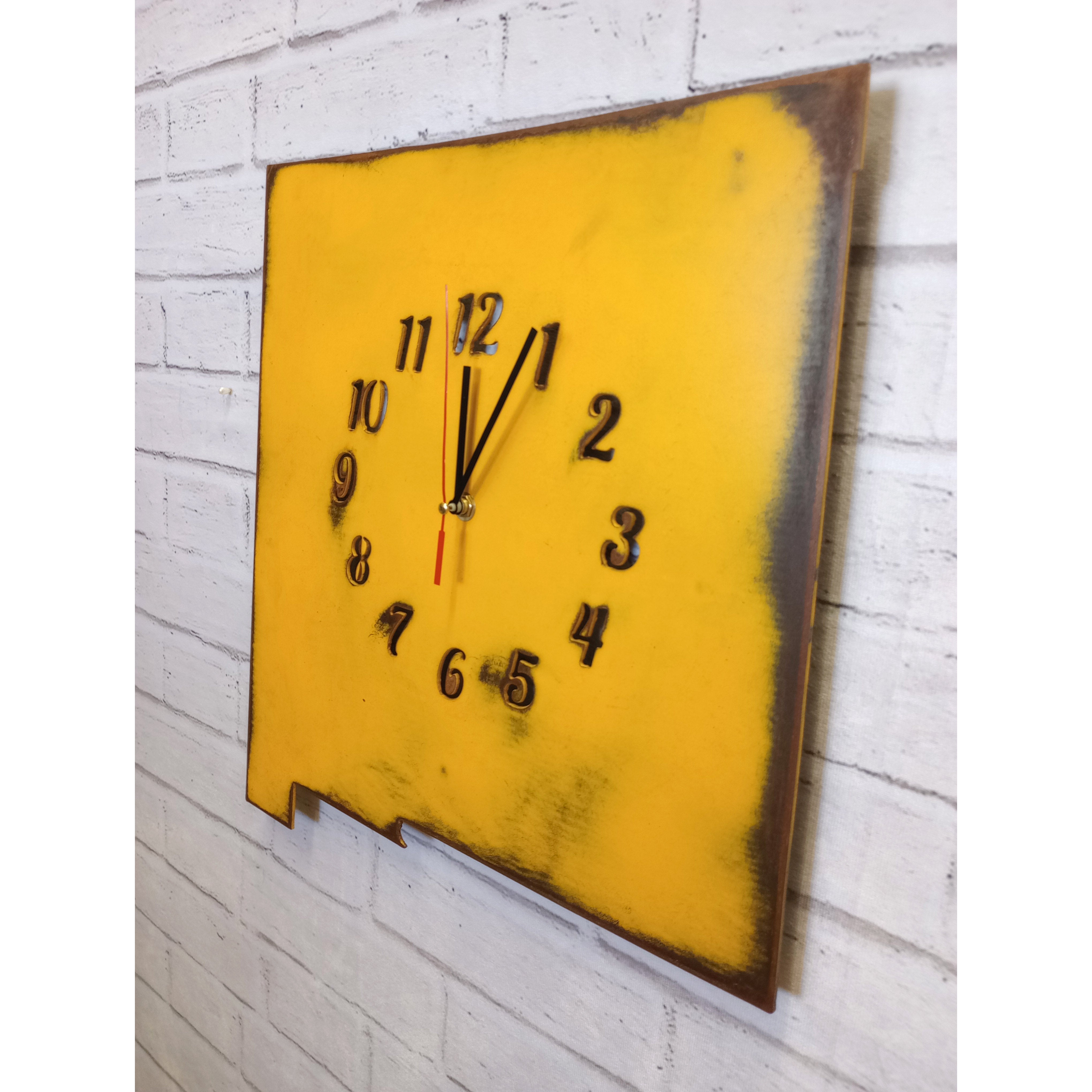 New Mexico Metal Wall Art Clock - Home Decor - Handmade in the USA - Choose 16" or 22” tall, Choose Patina Color - Free Ship