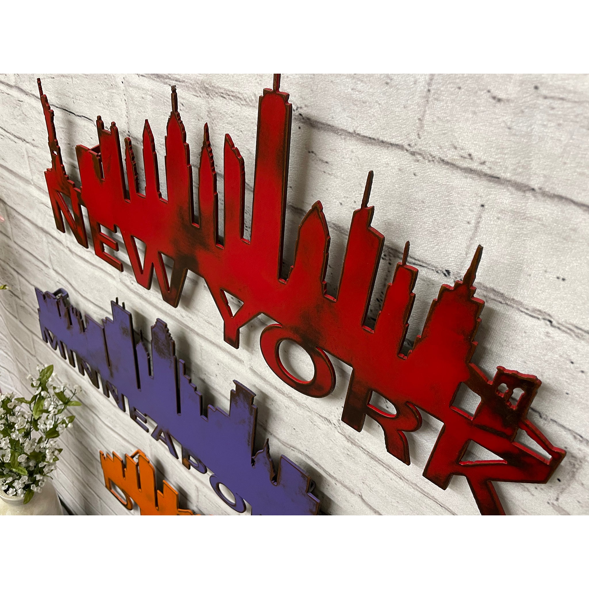 New York Skyline - Metal Wall Art Home Decor - Made in the USA - Choose 23", 30" or 40" Wide - Choose your Patina Color - Hanging Cityscape - Free Ship