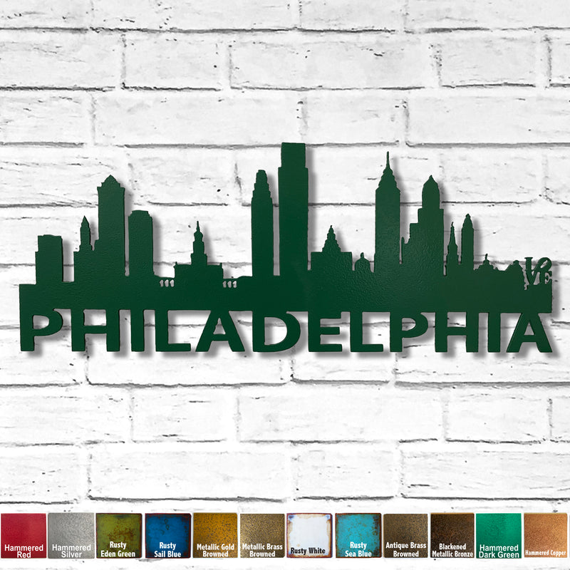 Philadelphia Skyline - Metal Wall Art Home Decor - Made in the USA - Choose 23