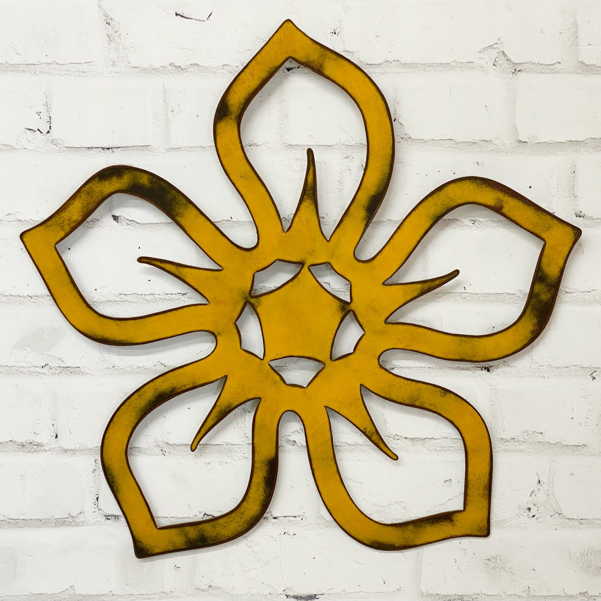 Pinwheel Flower 5 Petals - Metal Wall Art Home Decor - Handmade in the USA - Choose 12", 17" or 23" Wide, Choose a Patina Color - Free Ship