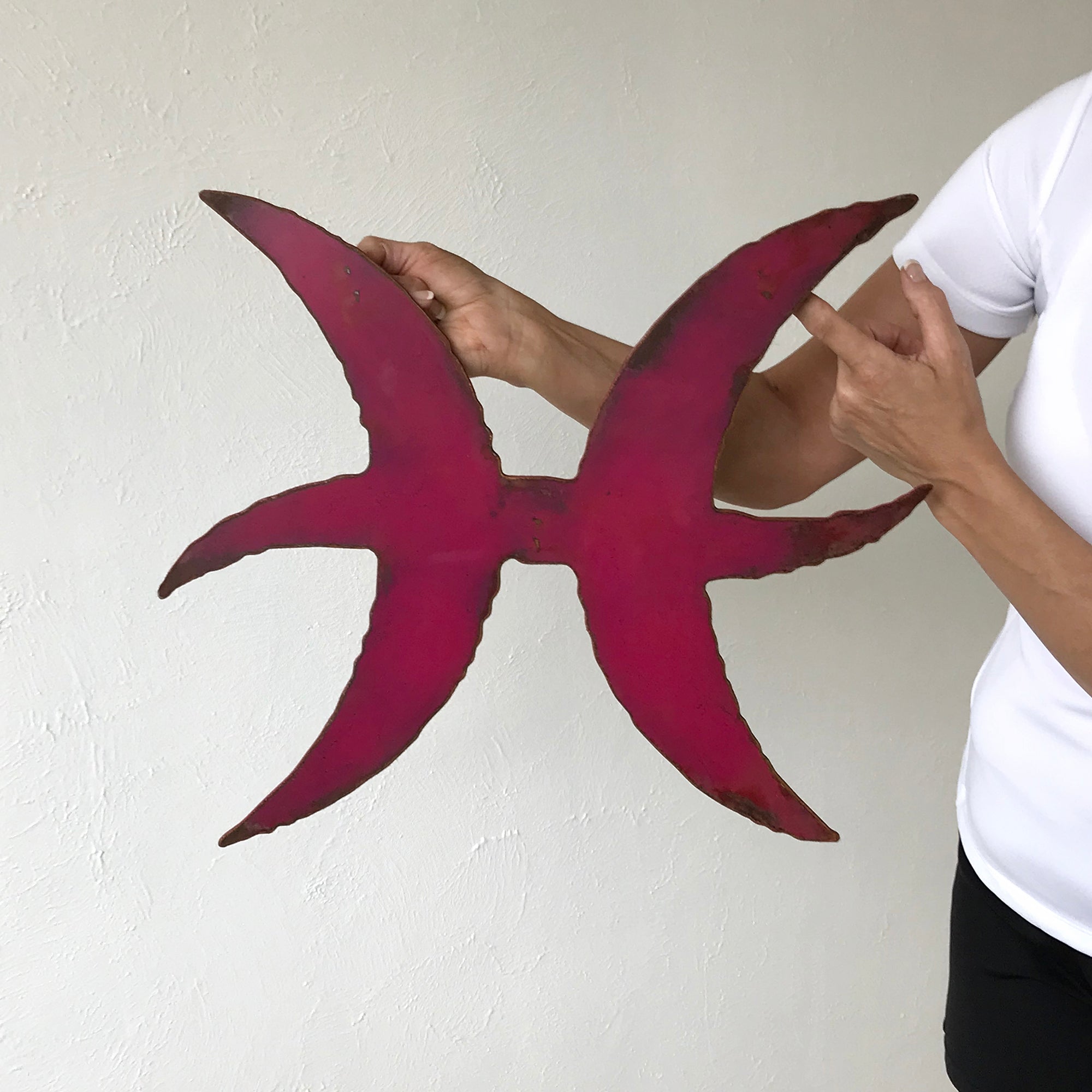 Pisces Zodiac Symbol - Metal Wall Art Home Decor - Made in the USA - Choose 11", 17" or 23" Wide - Choose your Patina Color - Free Ship