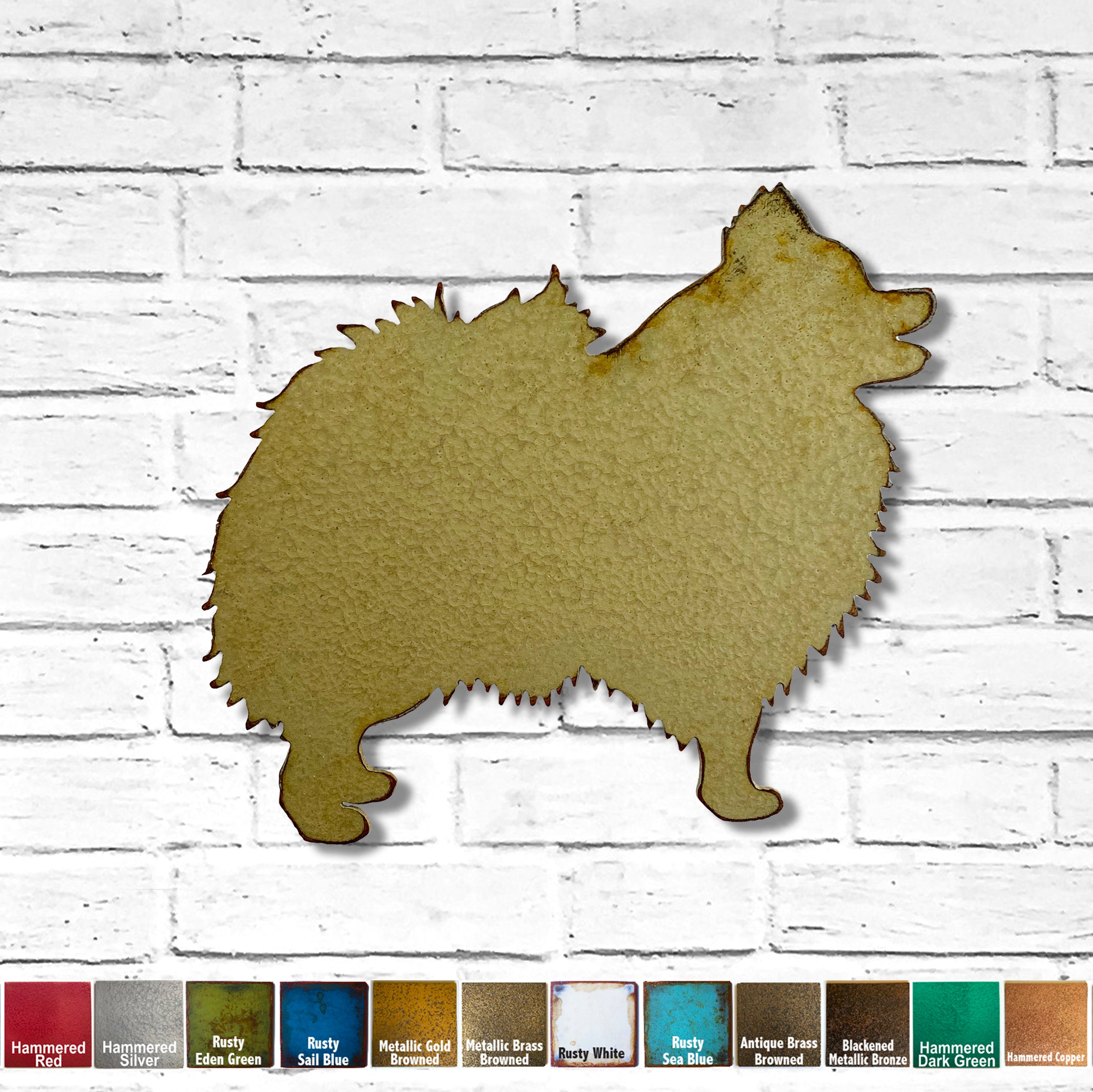 Pomeranian - Metal Wall Art Home Decor - Handmade in the USA - Choose 11", 17" or 23" Wide - Choose your Patina Color - Free Ship