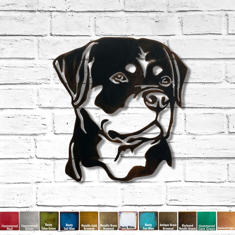 Rottweiler Bust - Metal Wall Art Home Decor - Handmade in the USA - Choose 11
