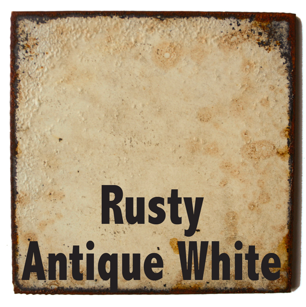 Rusty Antique White Metal Sample piece - 3" x 3" Metal Art Color Swatch - Handmade in the USA - FREE SHIPPING