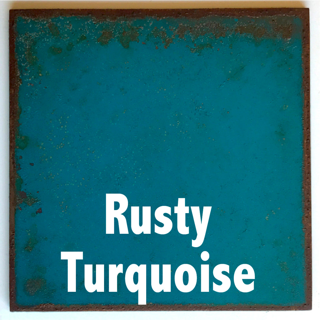 Rusty Turquoise Sample piece - 3" x 3" Metal Art Color Swatch - Handmade in the USA - FREE SHIPPING