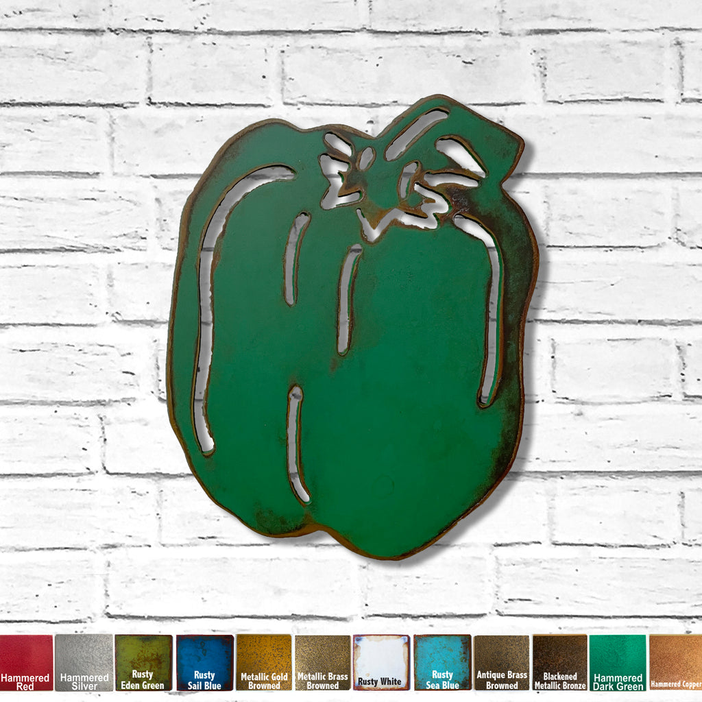 Bell Pepper - Metal Wall Art Home Decor - Handmade in the USA - Choose 8", 12" or 17" Tall - Choose Your Patina Color
