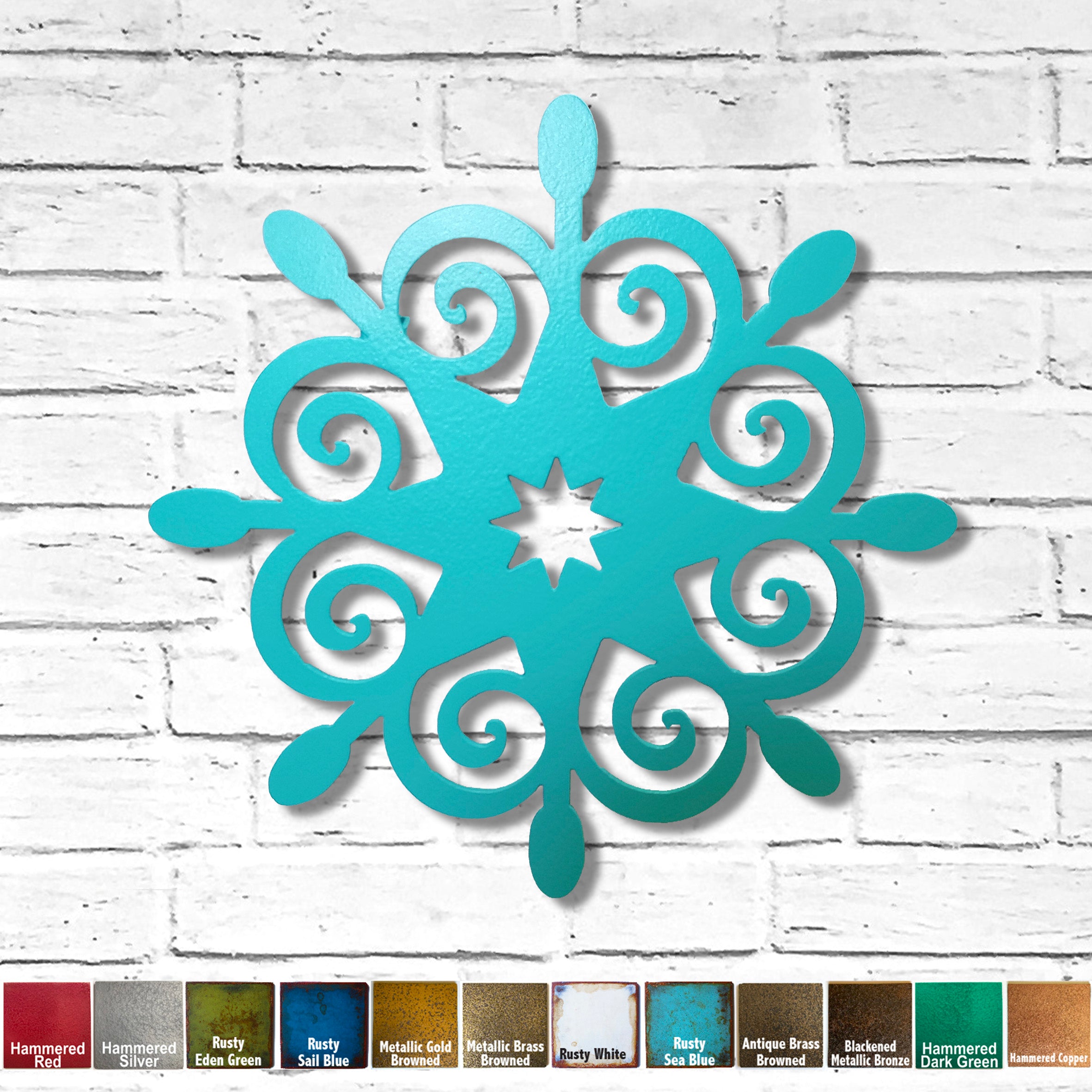 Snowflake Winter Decoration - Metal Wall Art Home Decor - Made in the USA - Choose 11", 17", or 23" Tall - Choose your Patina Color