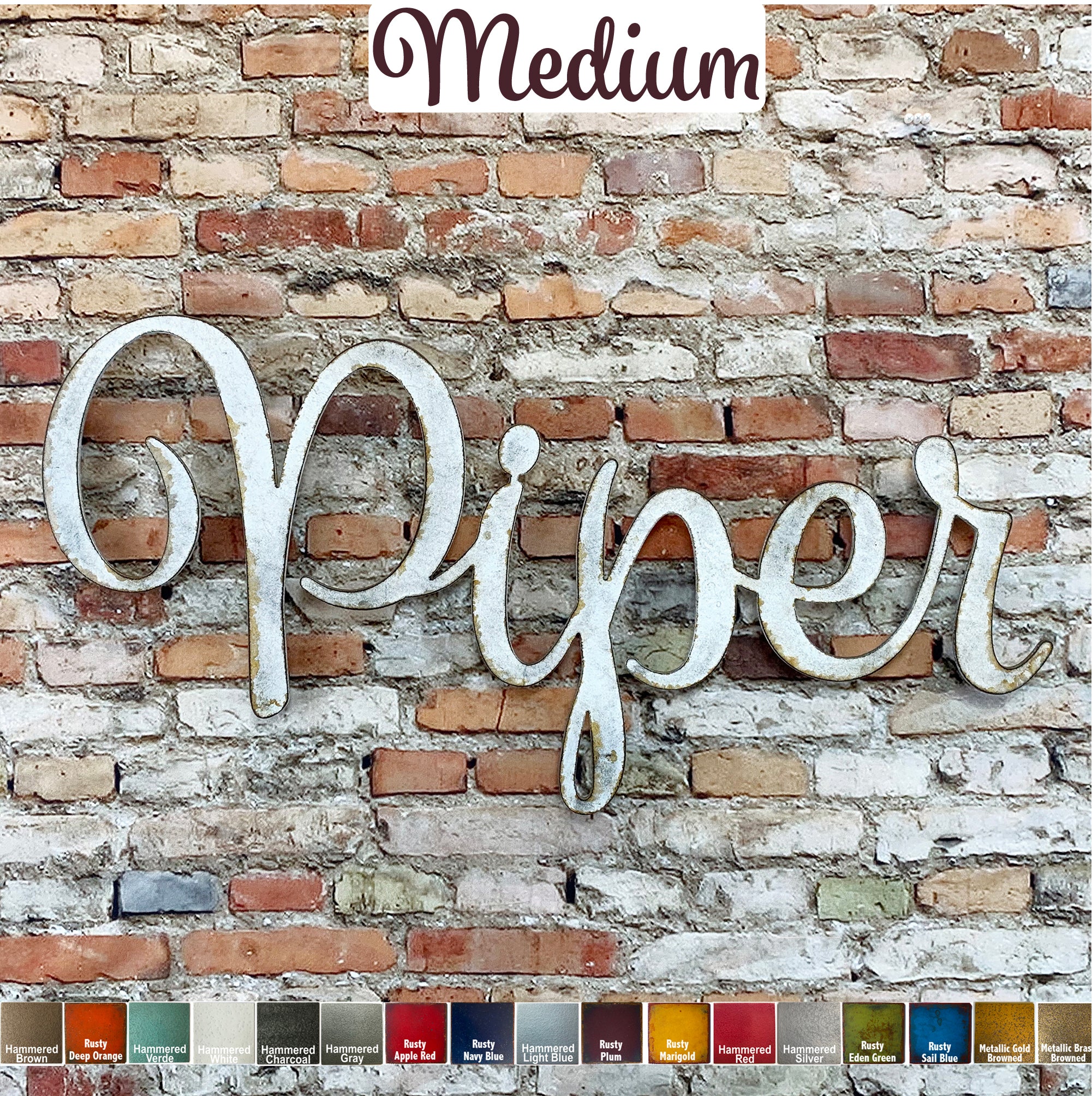 Custom Name or Word - SPUMANTE Font - MEDIUM Size - Metal Wall Art Home Decor - Choose your Patina Color - Free Ship