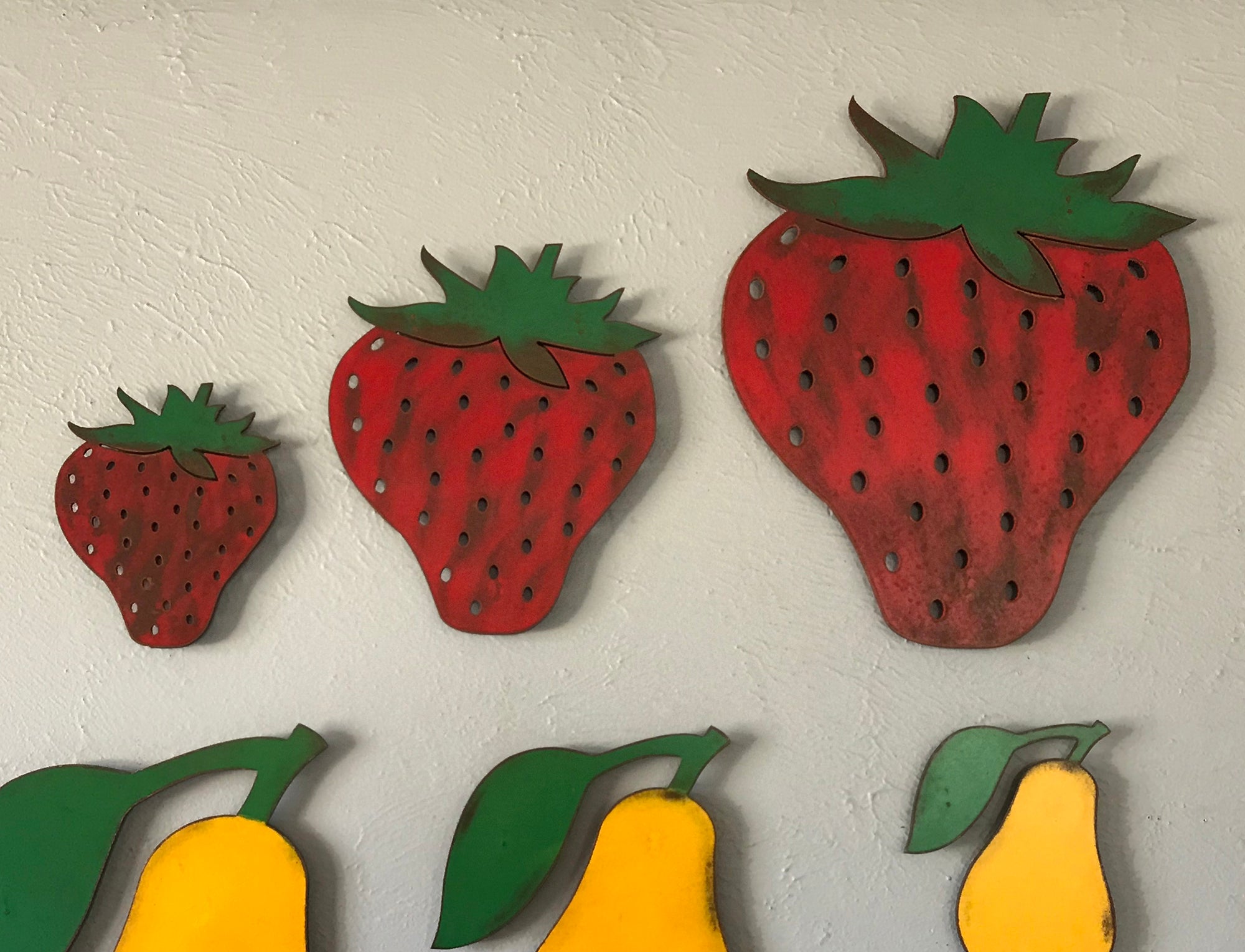 Strawberry - Metal Wall Art Home Decor - Handmade in the USA - Choose 8", 12" or 17" Tall