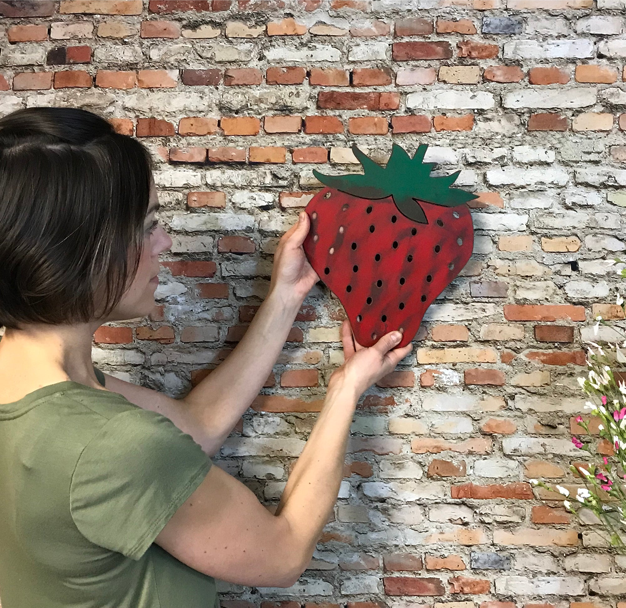 Strawberry - Metal Wall Art Home Decor - Handmade in the USA - Choose 8", 12" or 17" Tall