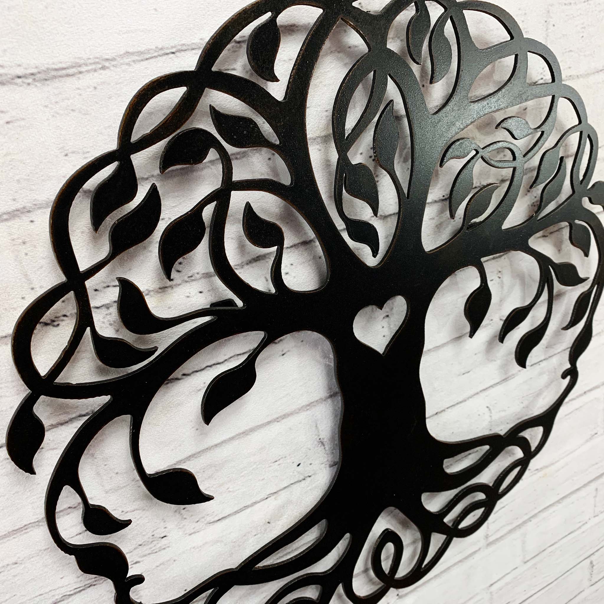 Tree of Life with Heart Cutout- Metal Wall Art Home Decor - Handmade in the USA - Choose 12", 17" or 24", Choose your Patina Color - Free Ship
