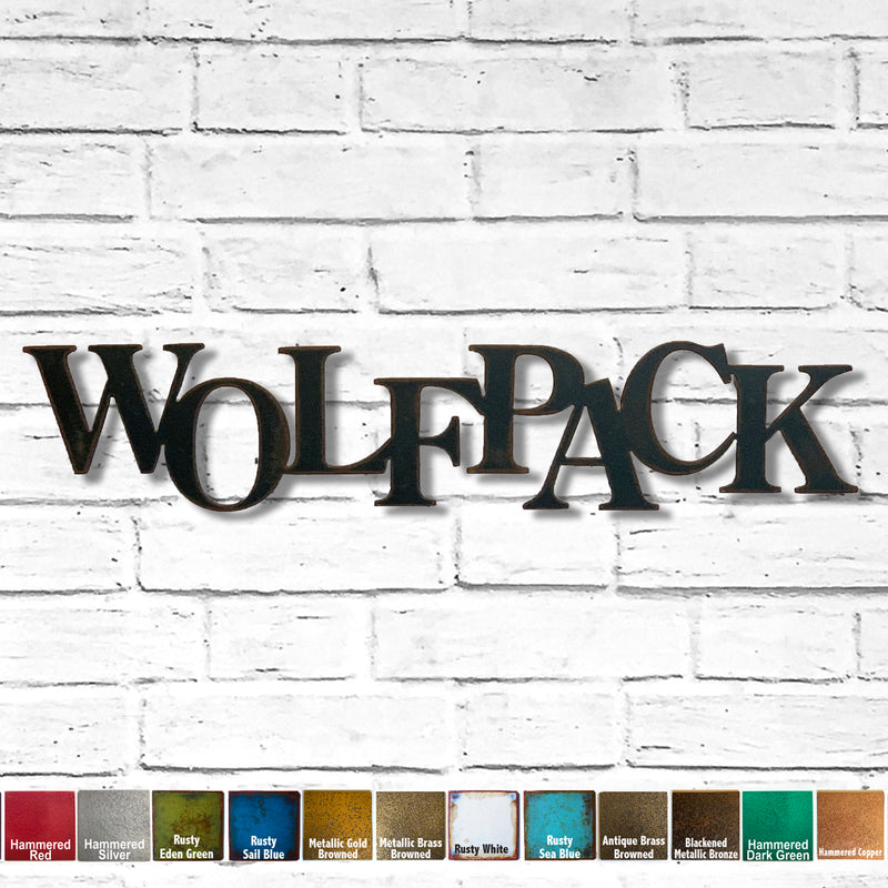 WOLFPACK sign - Metal Wall Art Home Decor - Handmade in the USA - Choose 25