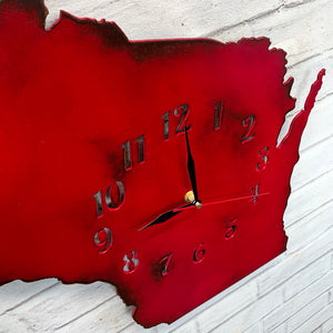 Wisconsin Metal Wall Art Clock - Italic Numbers -  Home Decor - Handmade in the USA - Choose 16" or 23" tall, Choose your Patina Color - Free Ship