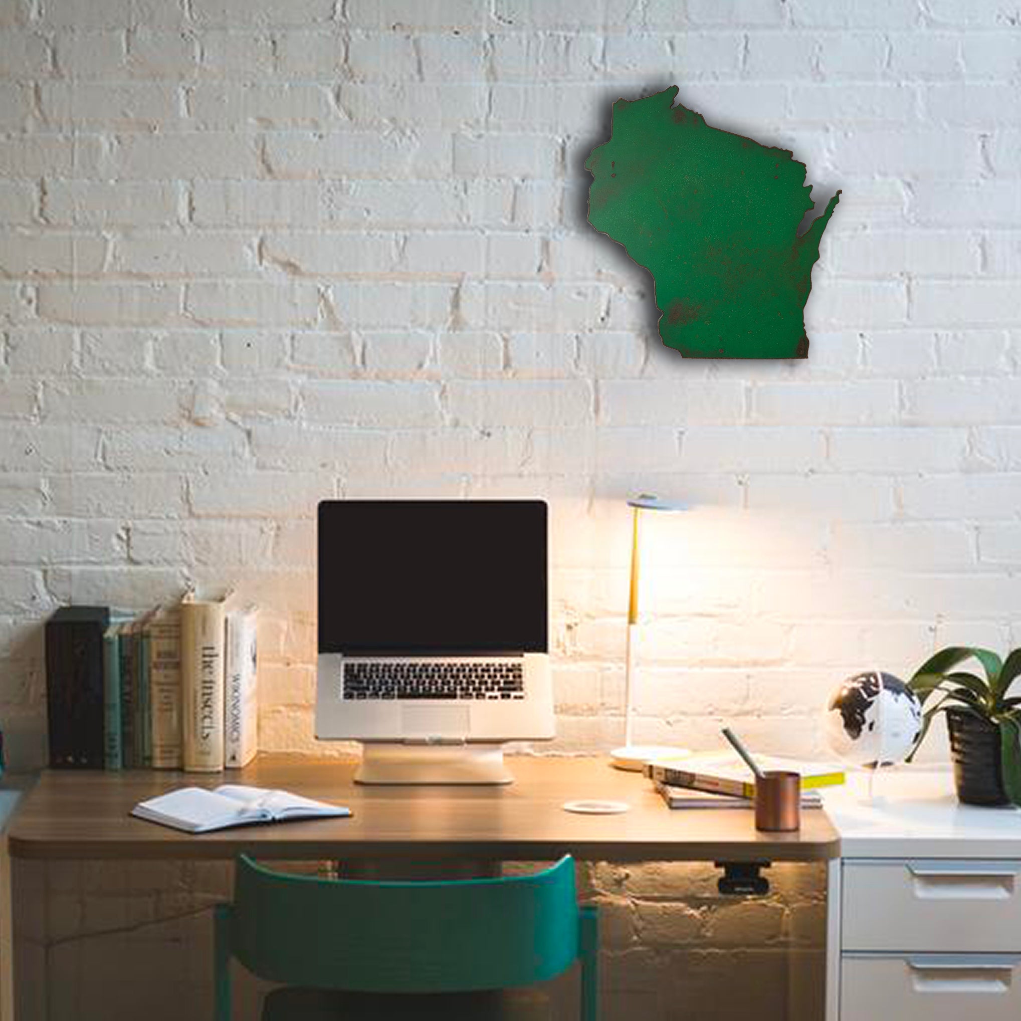 Wisconsin - Metal Wall Art Home Decor - Made in the USA - Choose 16" or 23" Tall - Choose your Patina Color - Choose any state - Free Ship