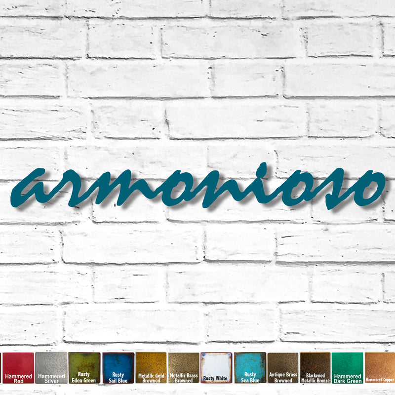 Custom Order - armonioso - Mistral Font - Finished in Rusty Turquoise - Measures 34.5