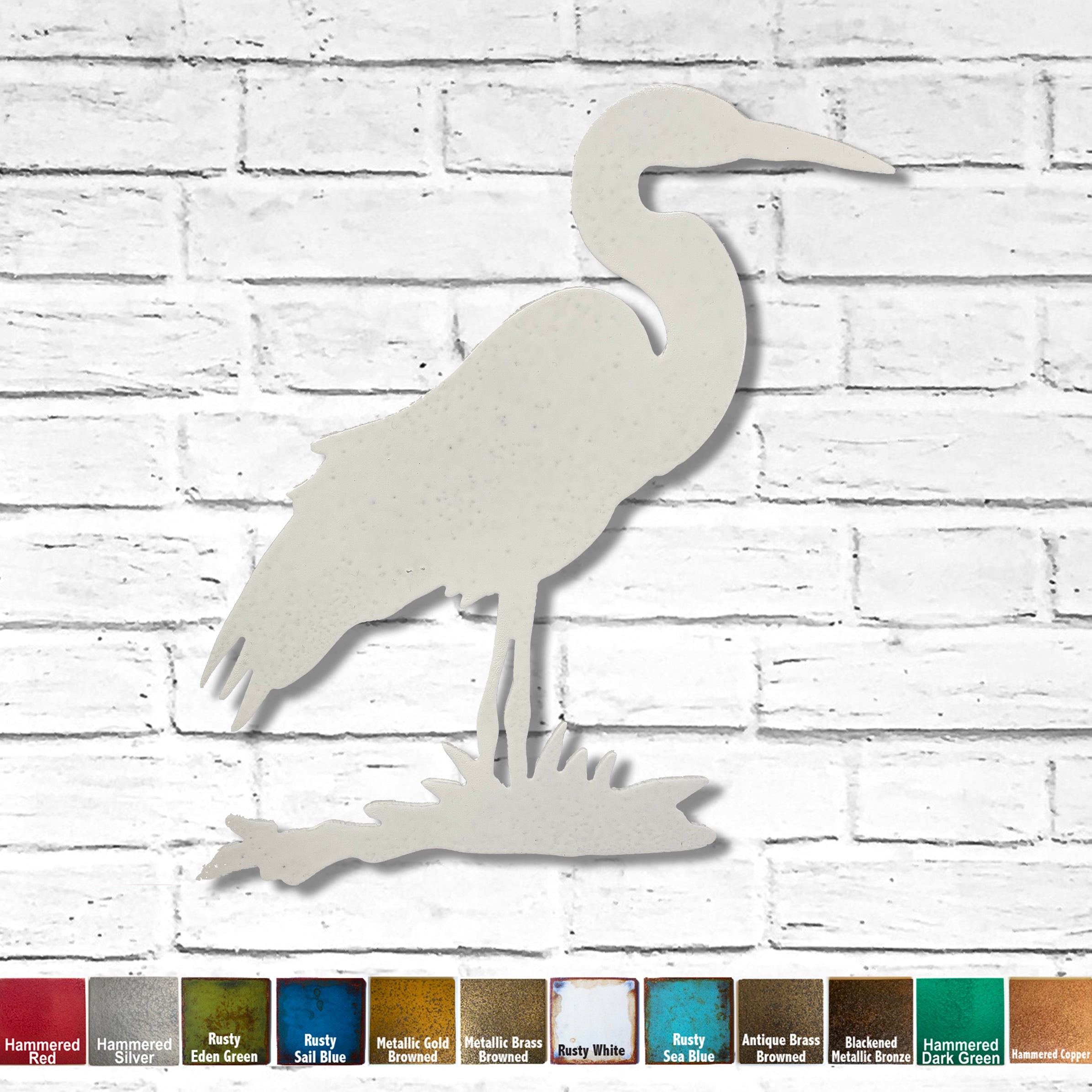 Egret - Metal Wall Art Home Decor - Made in the USA - Choose 11", 17" or 23" tall - Choose your Patina Color - Water Bird Animal Art - Free Ship