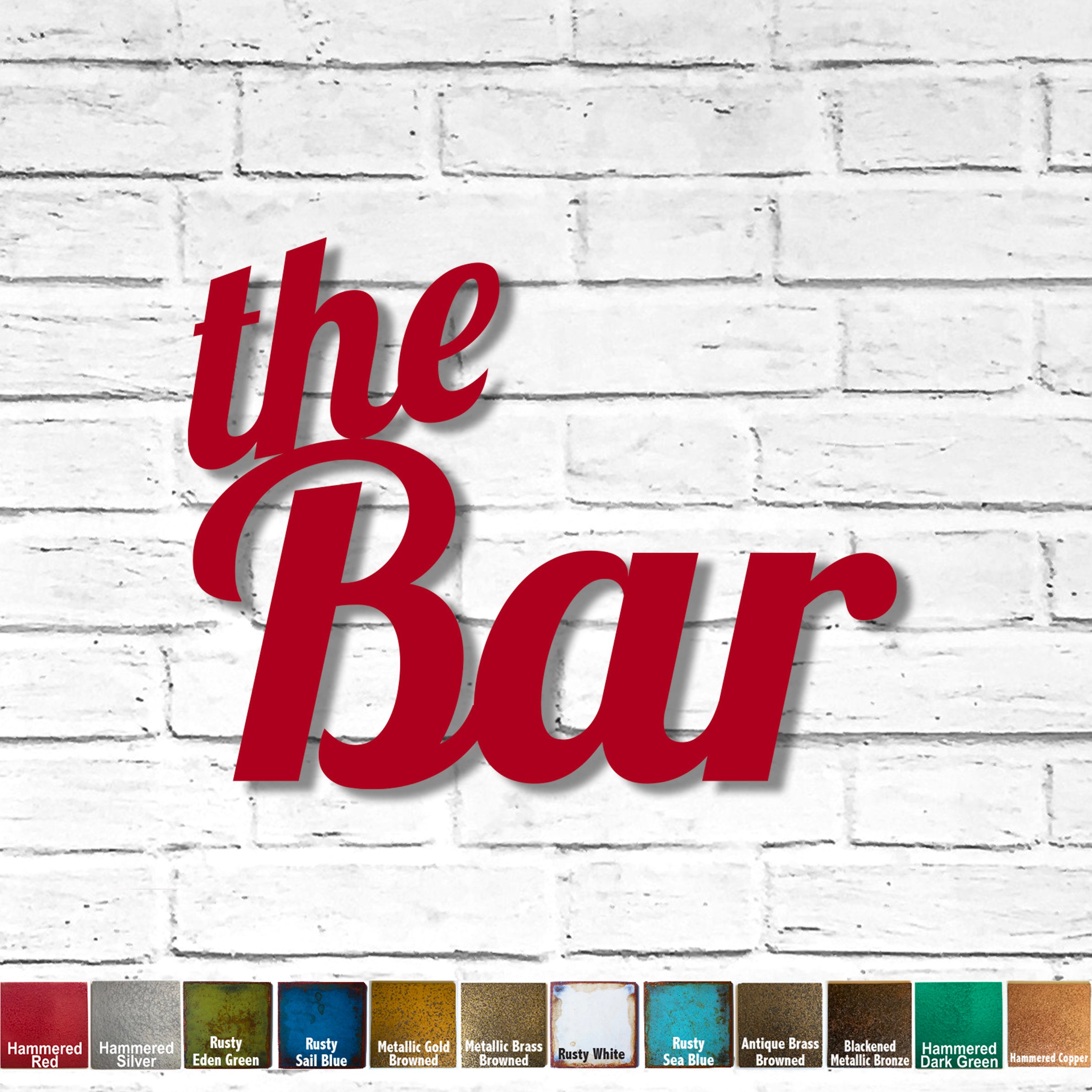 The Bar - Metal Wall Art Home Decor - Handmade in the USA - 15" Wide x 11.7" tall - Choose your Patina Color - Free Ship