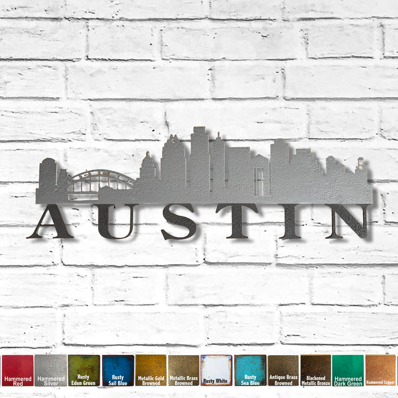 Austin Skyline - Metal Wall Art Home Decor - Made in the USA - Choose 23