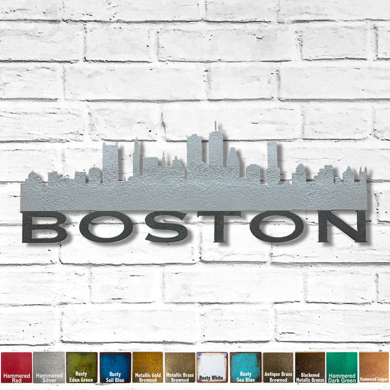 Boston Skyline - Metal Wall Art Home Decor - Made in the USA - Choose 23