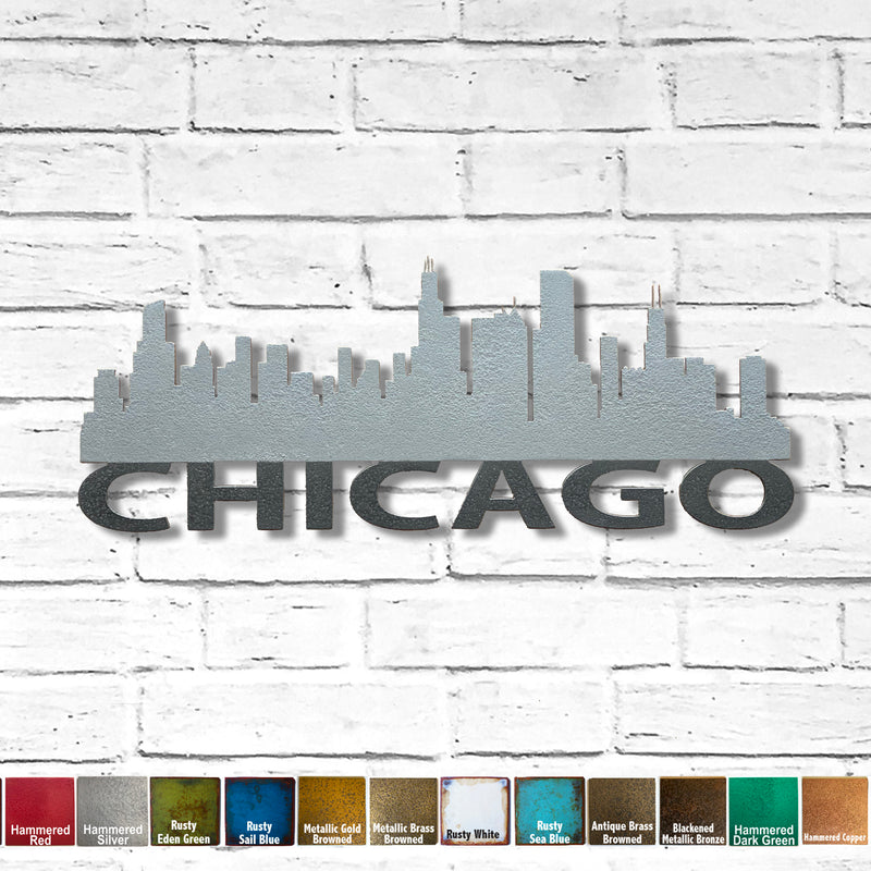 Chicago Skyline - Metal Wall Art Home Decor - Made in the USA - Choose 23