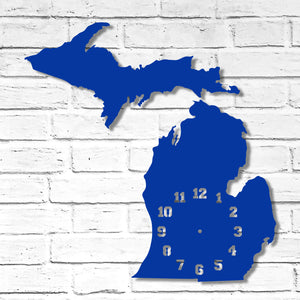 Michigan Metal Wall Art Clock - Home Decor - Handmade in the USA - Choose 18" or 24" tall, Choose your Patina Color - Free Ship