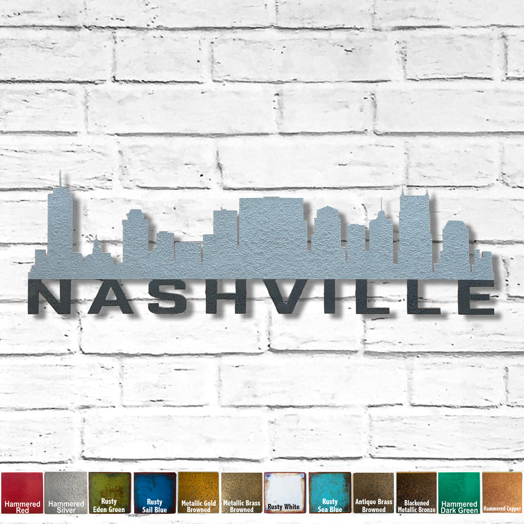 Nashville Skyline - Metal Wall Art Home Decor - Made in the USA - Choose 23", 30" or 40" Wide - Choose your Patina Color - Hanging Cityscape - Free Ship