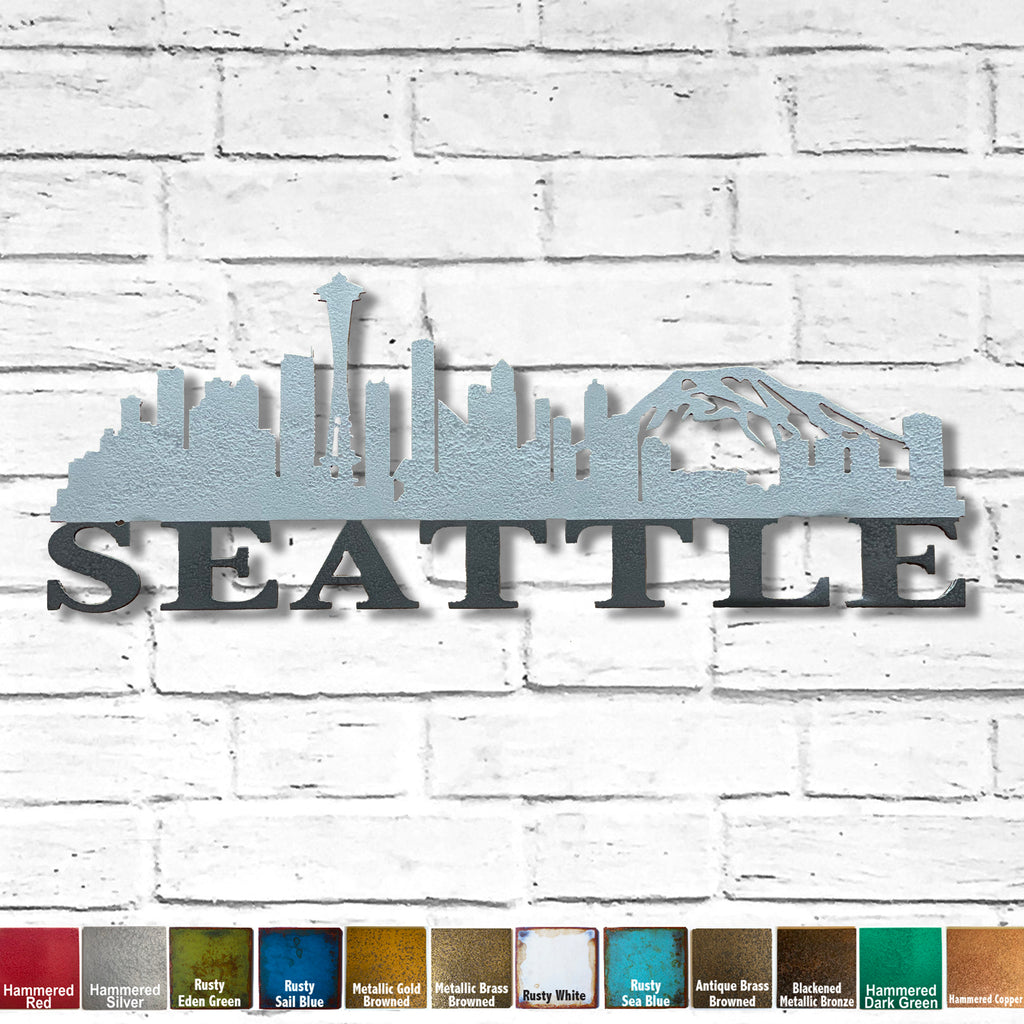 Seattle Skyline - Metal Wall Art Home Decor - Made in the USA - Choose 23", 30" or 40" Wide - Choose your Patina Color - Hanging Cityscape - Free Ship